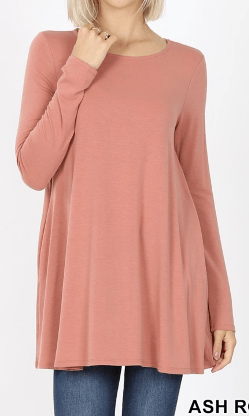 LONG SLEEVE BOAT NECK FLARED TOP Kabayare