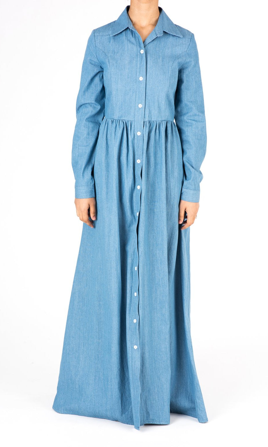 Long Sleeve Denim Maxi Dress Kabayare