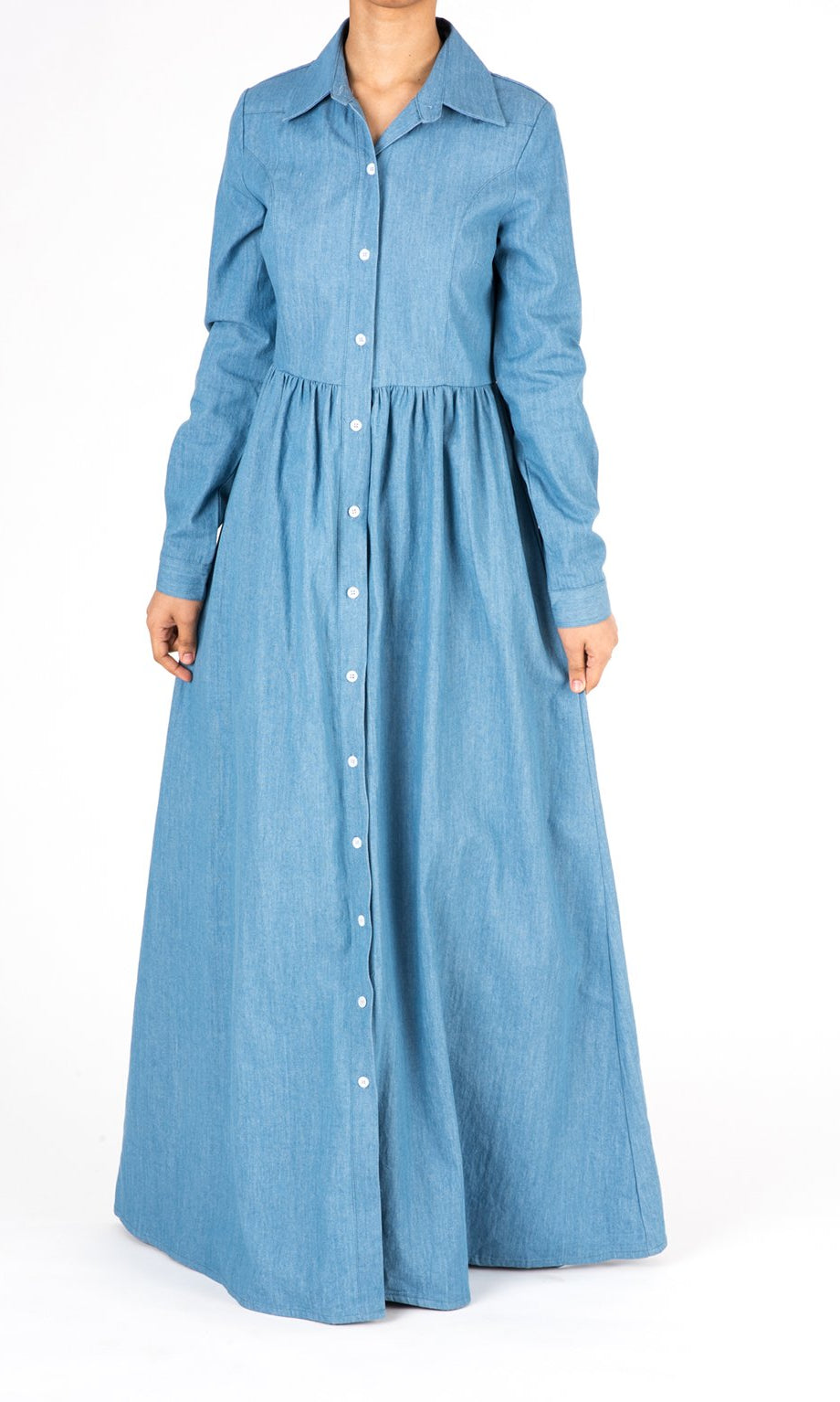 Long Sleeve Denim Maxi Dress Kabayare