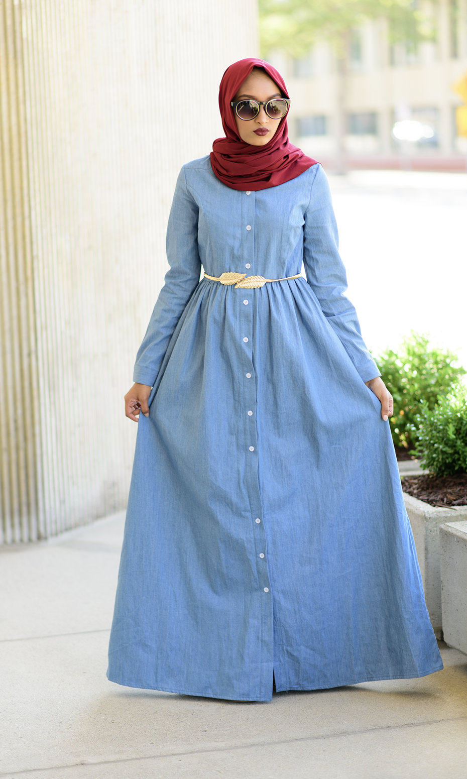 Long Sleeve Denim Maxi Dress Kabayare