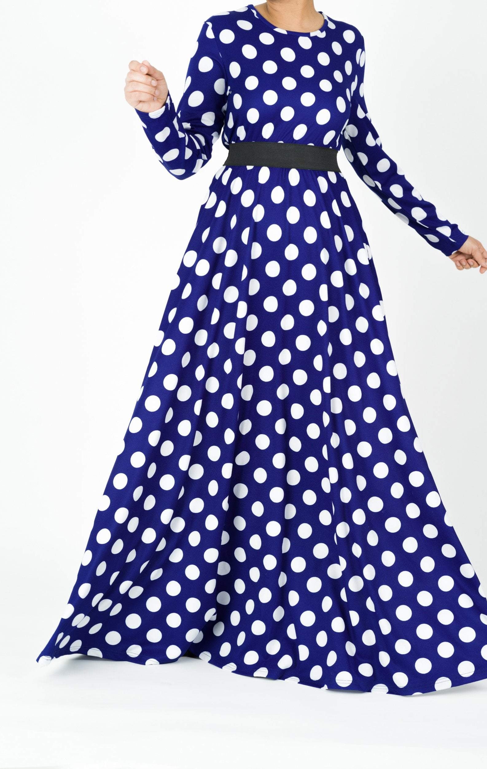 Long Sleeve Polka dots maxi dress Kabayare