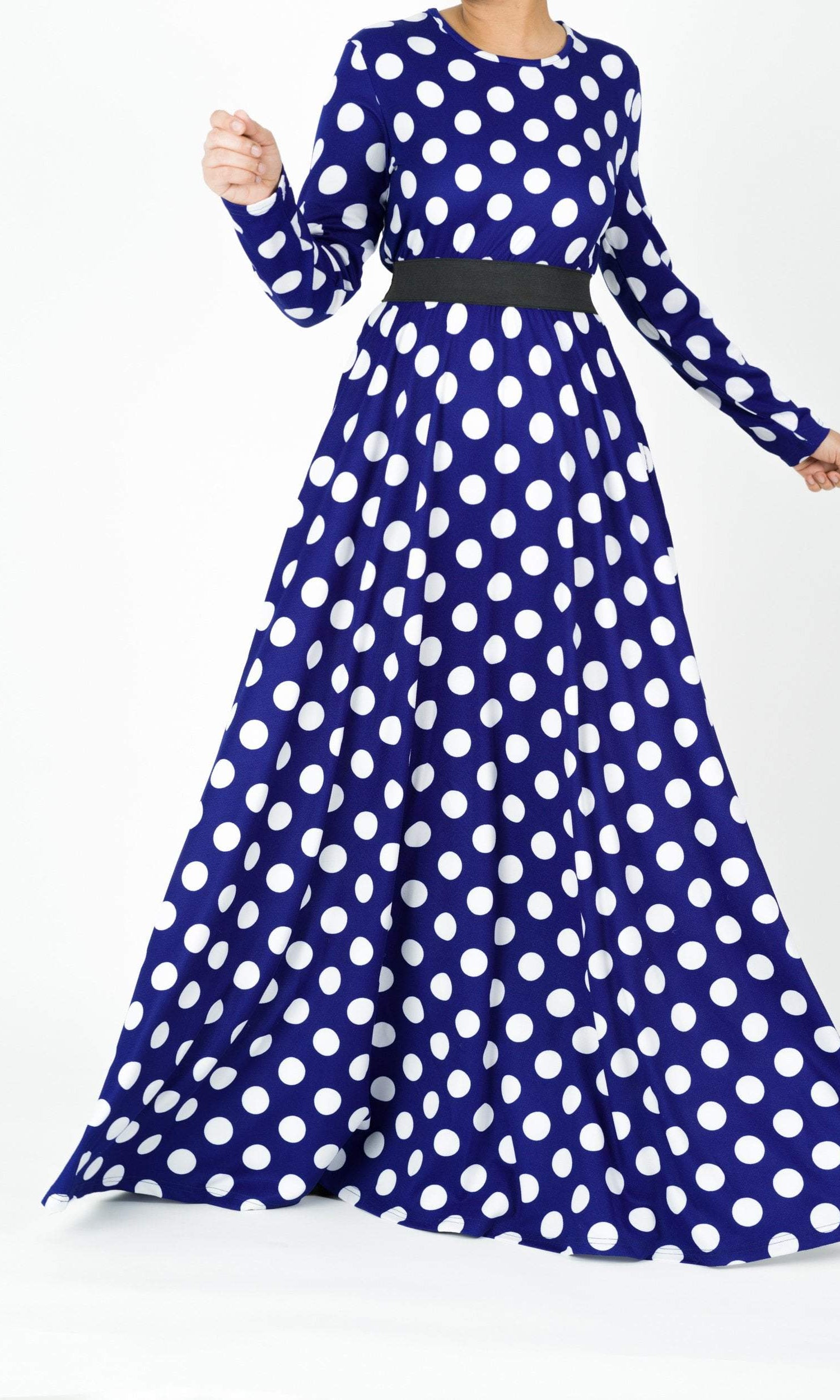 Long Sleeve Polka dots maxi dress Kabayare
