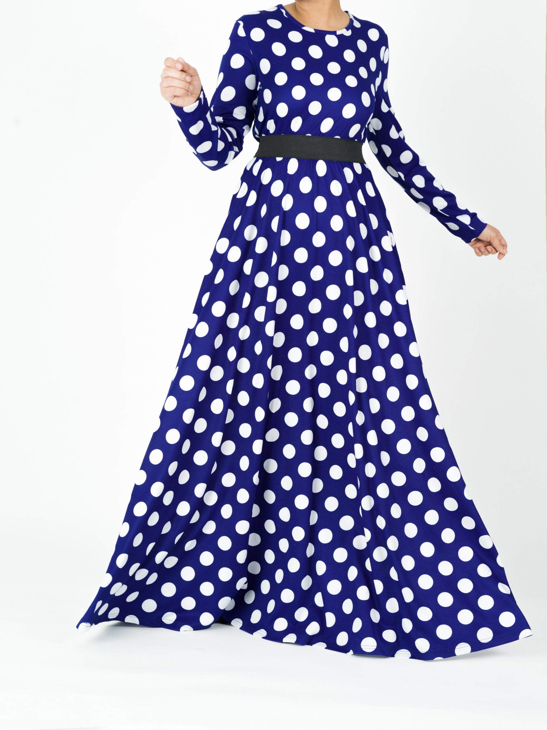 Long Sleeve Polka dots maxi dress Kabayare