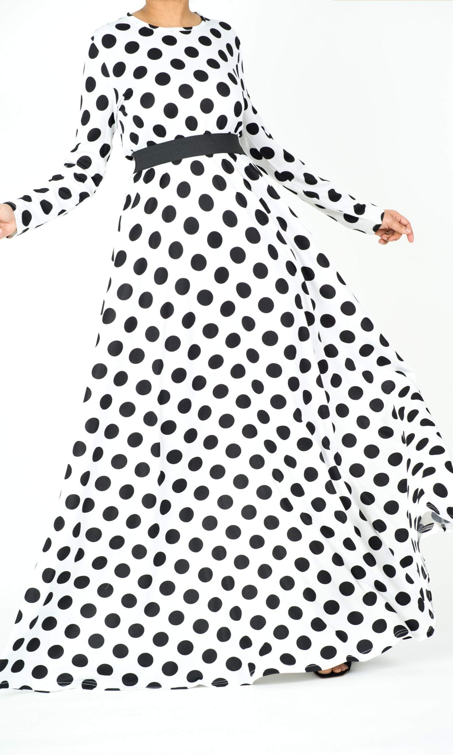 Long Sleeve Polka dots maxi dress Kabayare