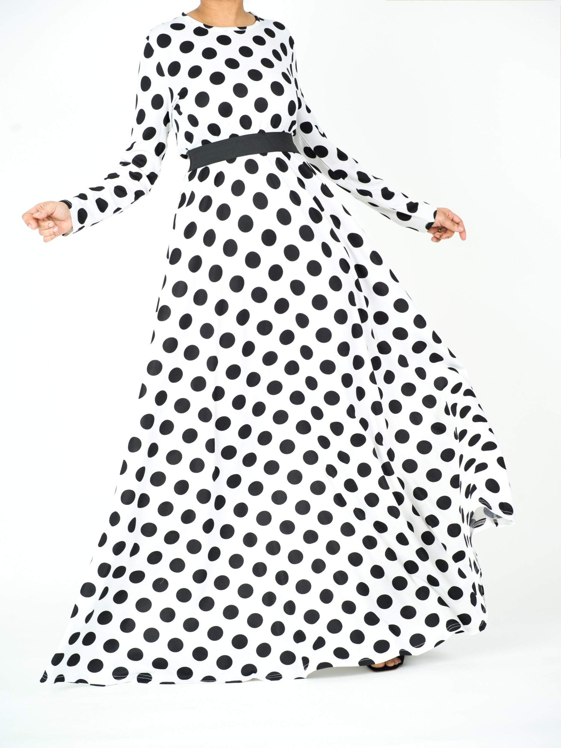 Long Sleeve Polka dots maxi dress Kabayare
