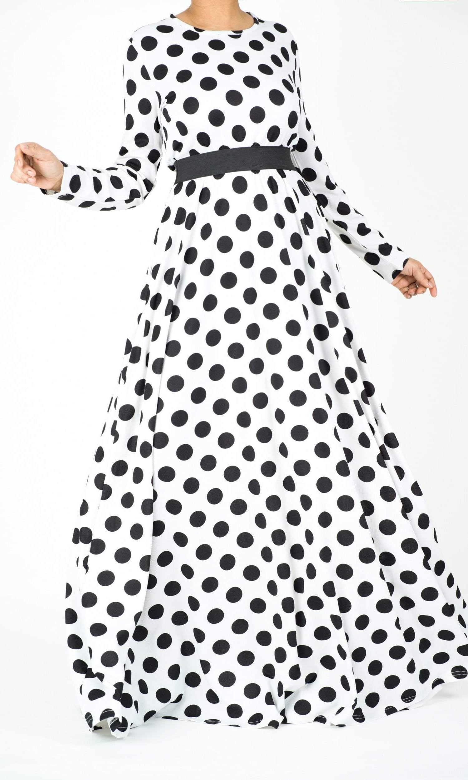 Long Sleeve Polka dots maxi dress Kabayare