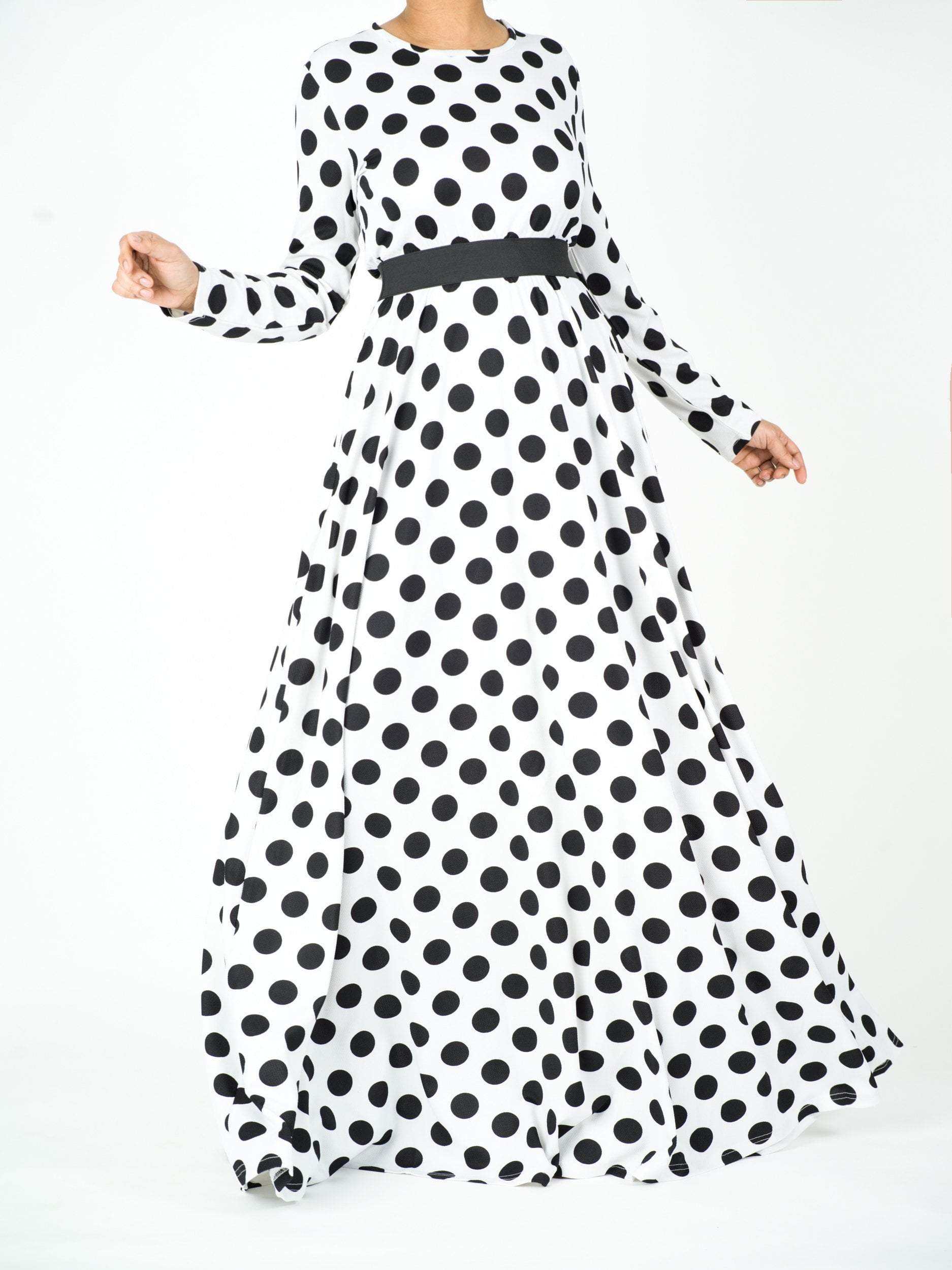 Long Sleeve Polka dots maxi dress Kabayare
