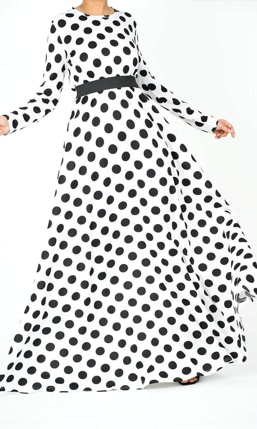 Long Sleeve Polka dots maxi dress Kabayare