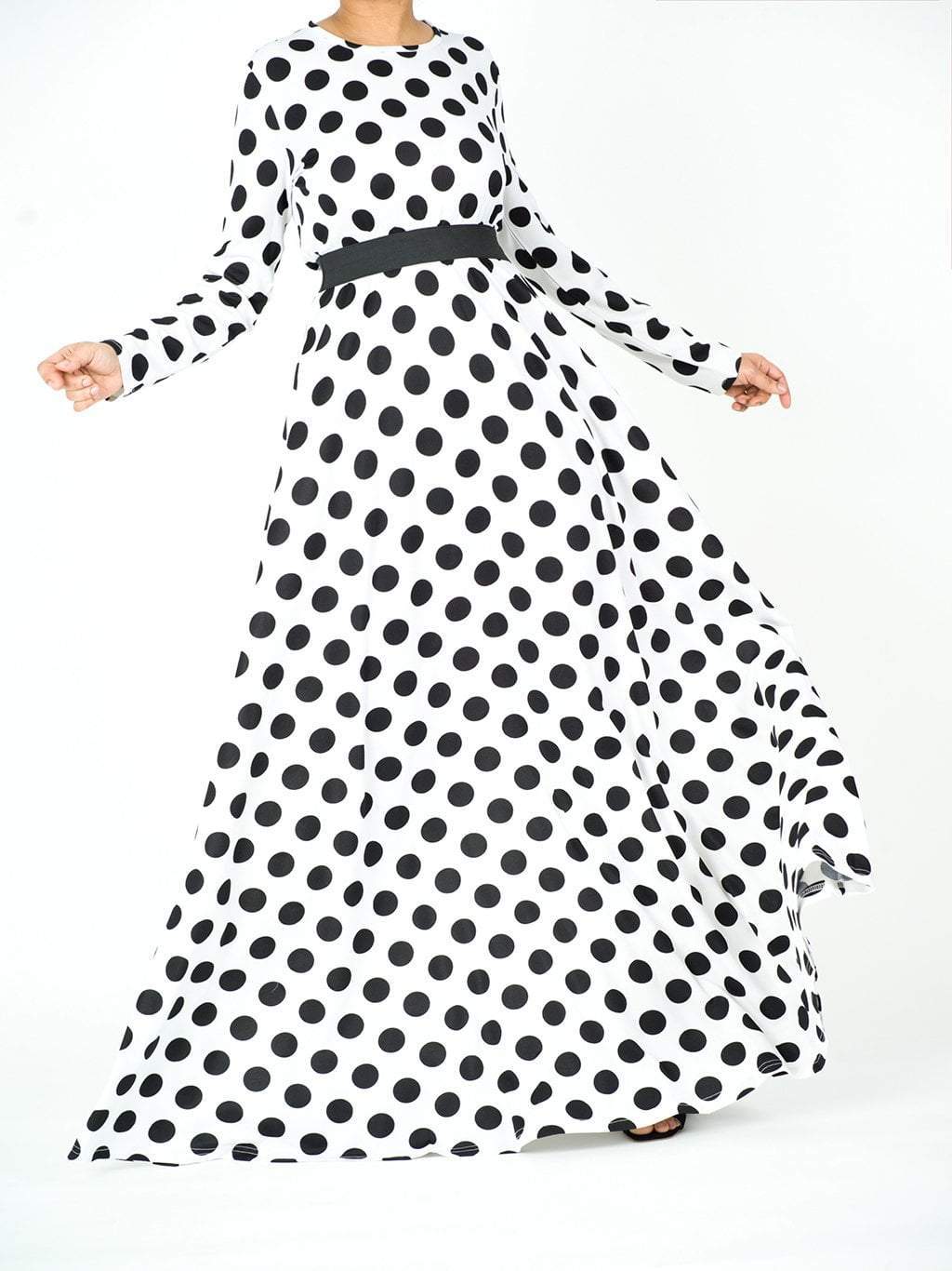 Long Sleeve Polka dots maxi dress Kabayare