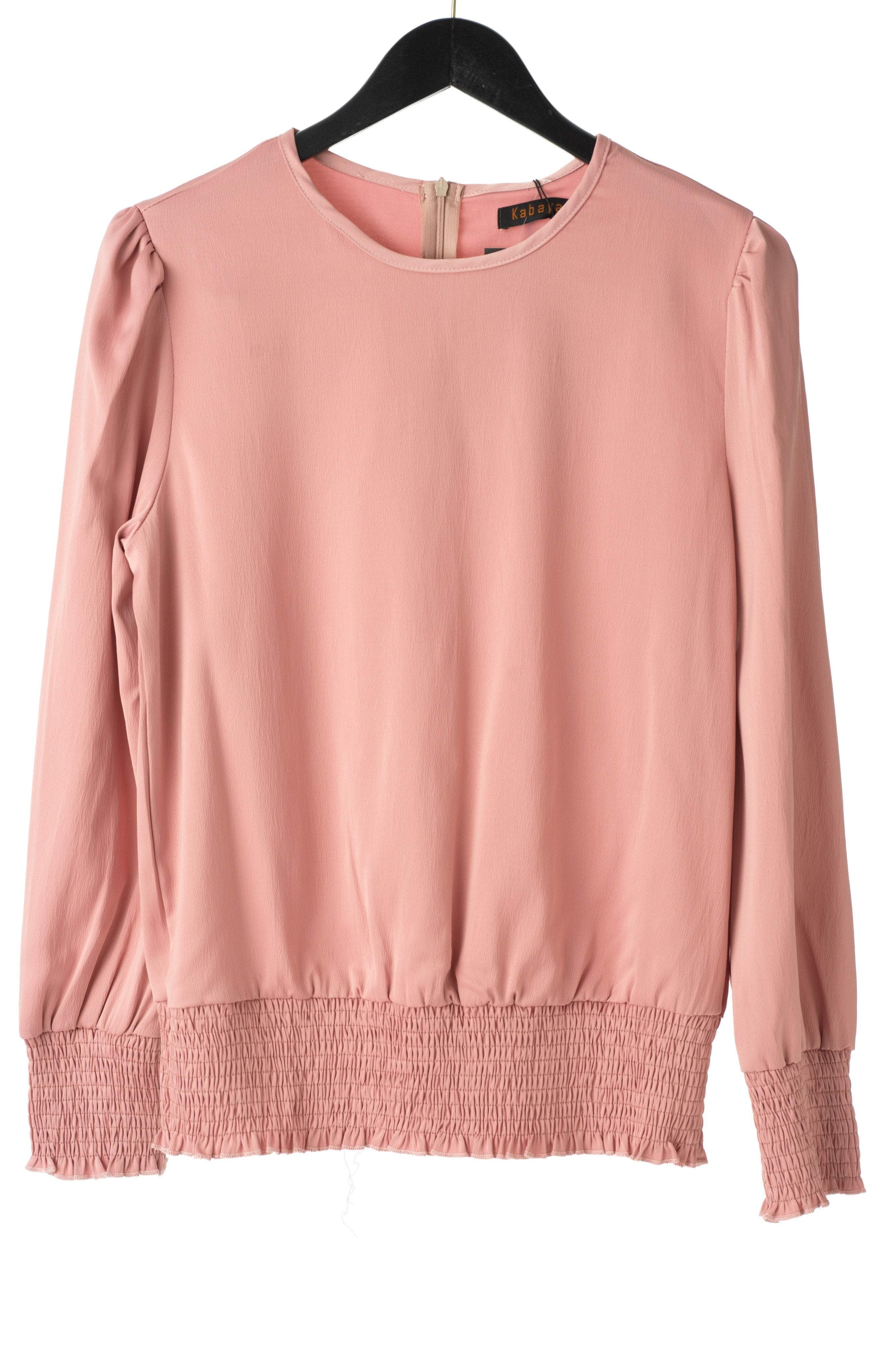 Long sleeve Satin Scrunch Blouse Kabayare