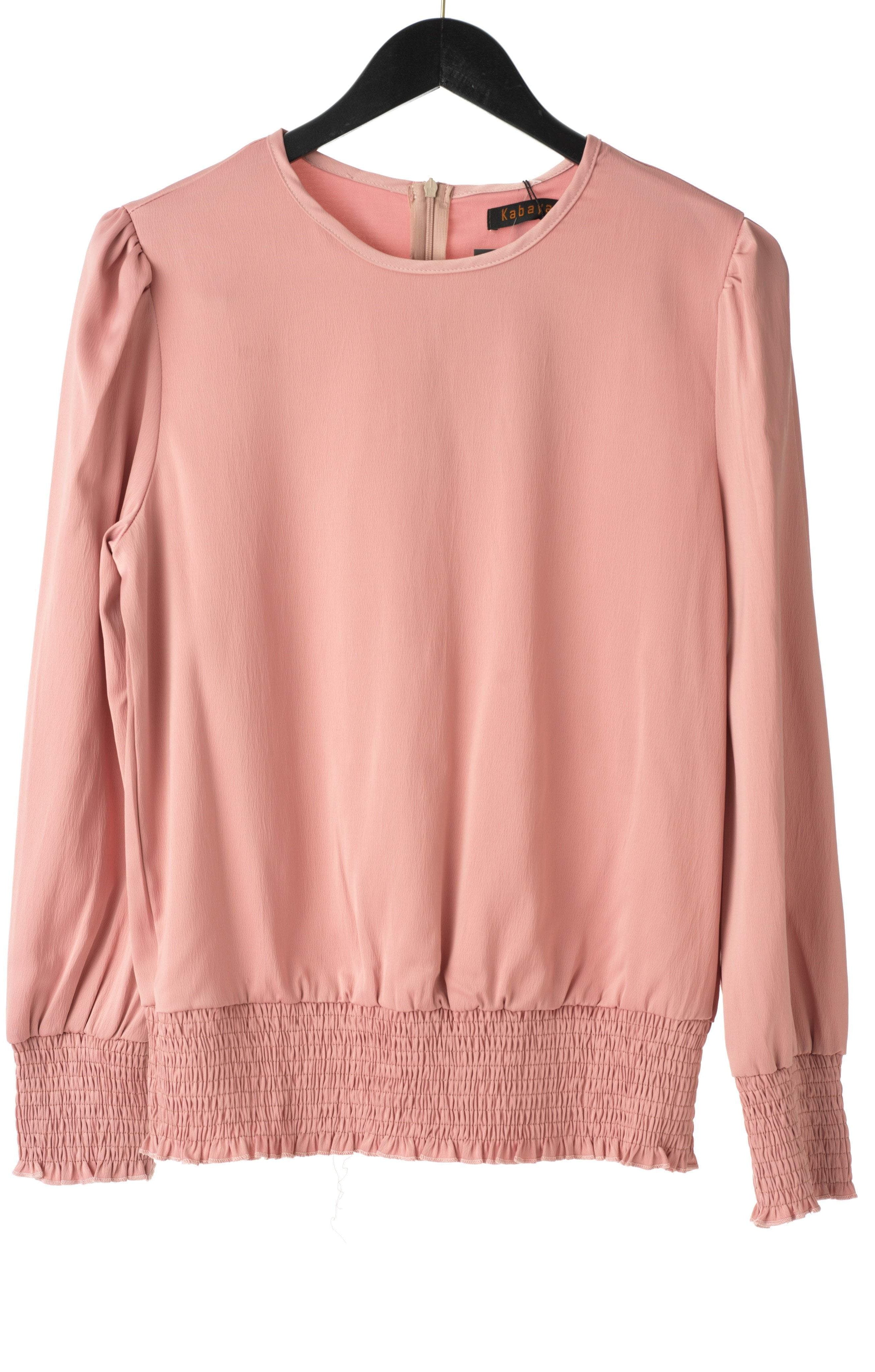 Long sleeve Satin Scrunch Blouse Kabayare