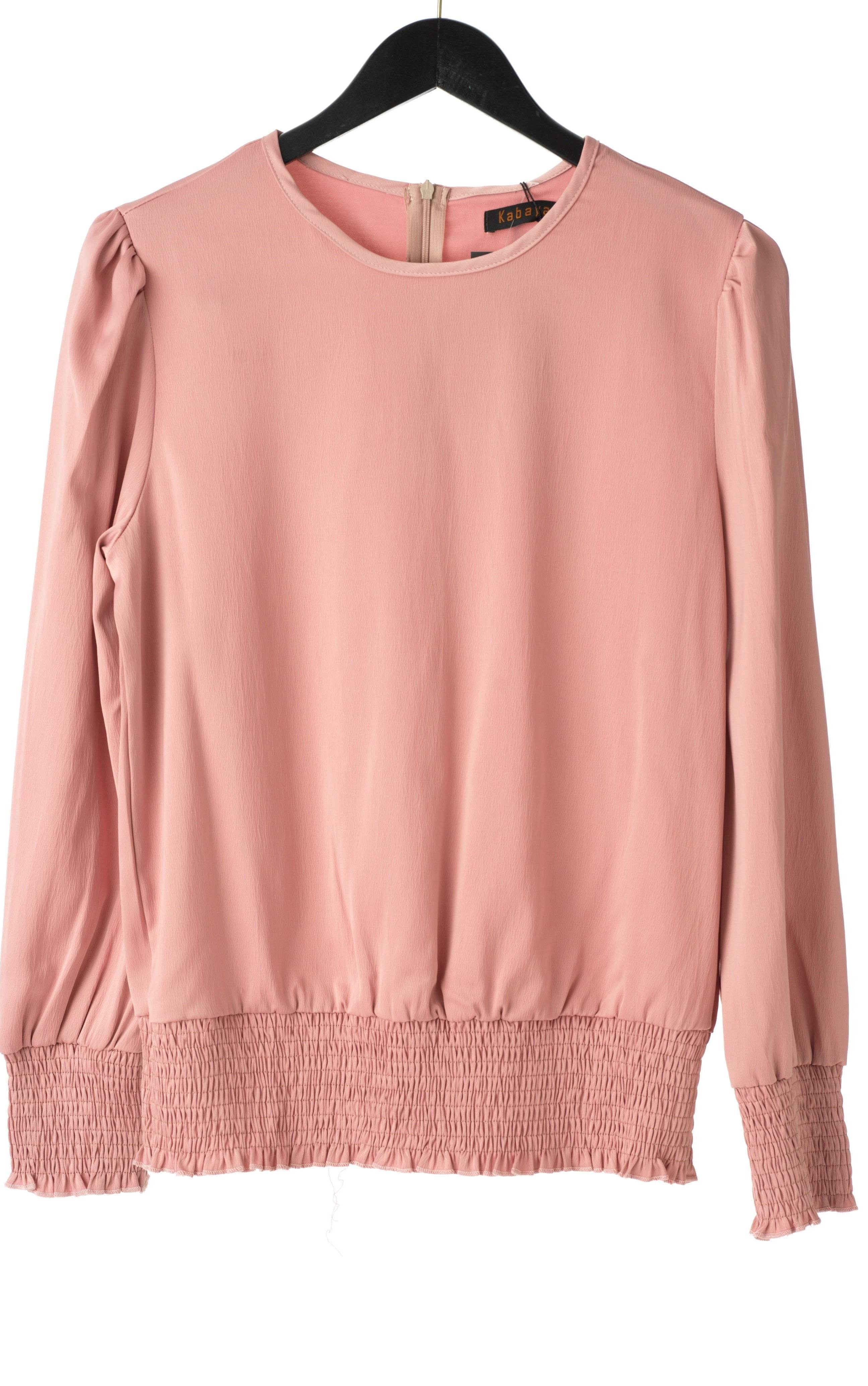 Long sleeve Satin Scrunch Blouse Kabayare
