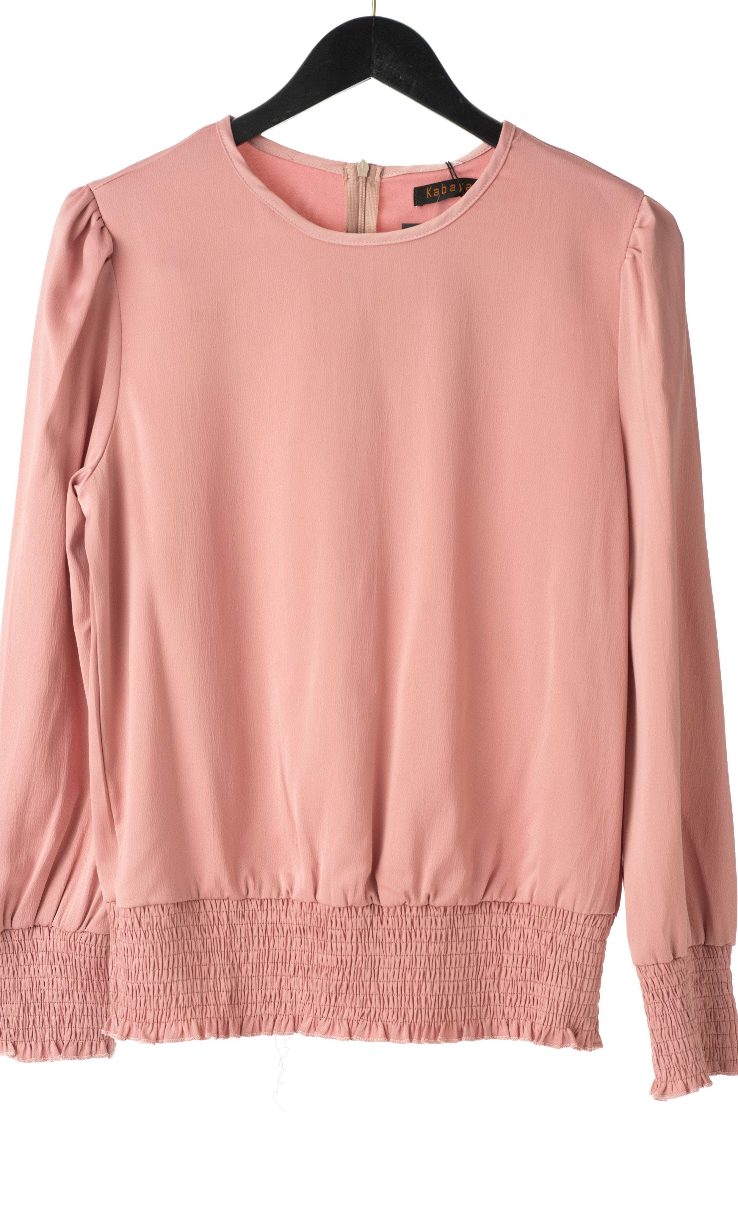 Long sleeve Satin Scrunch Blouse Kabayare