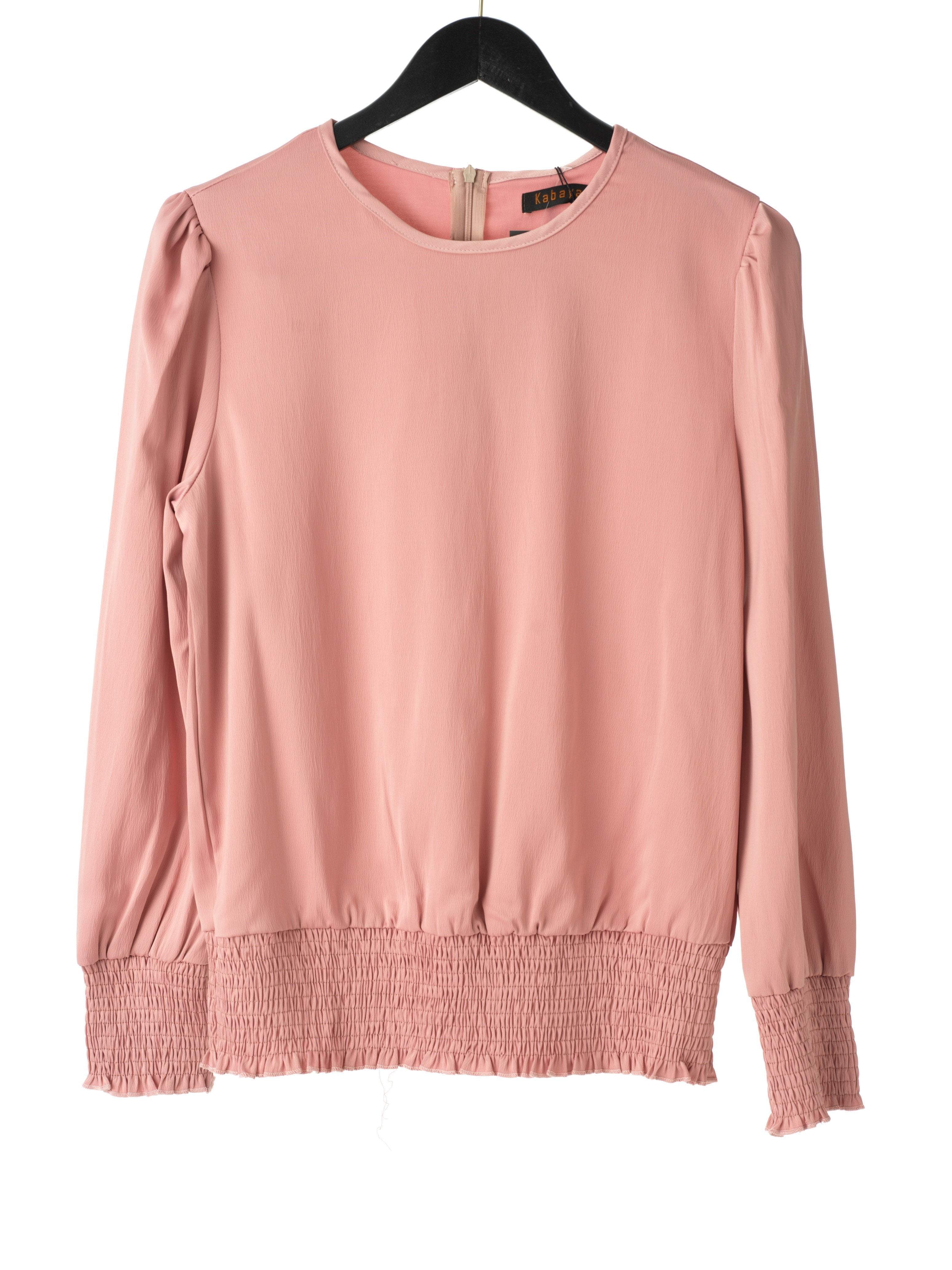 Long sleeve Satin Scrunch Blouse Kabayare