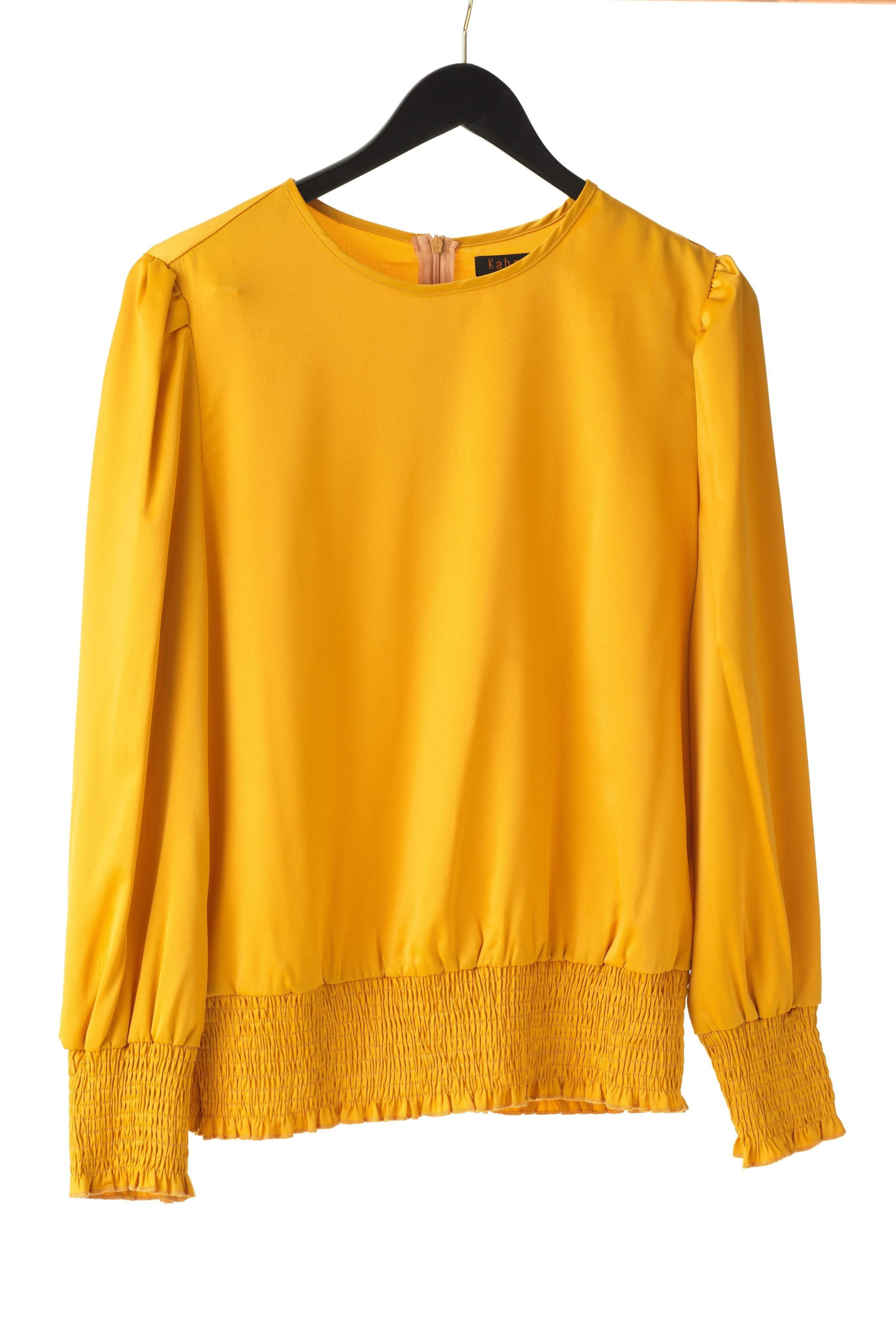 Long sleeve Satin Scrunch Blouse Kabayare