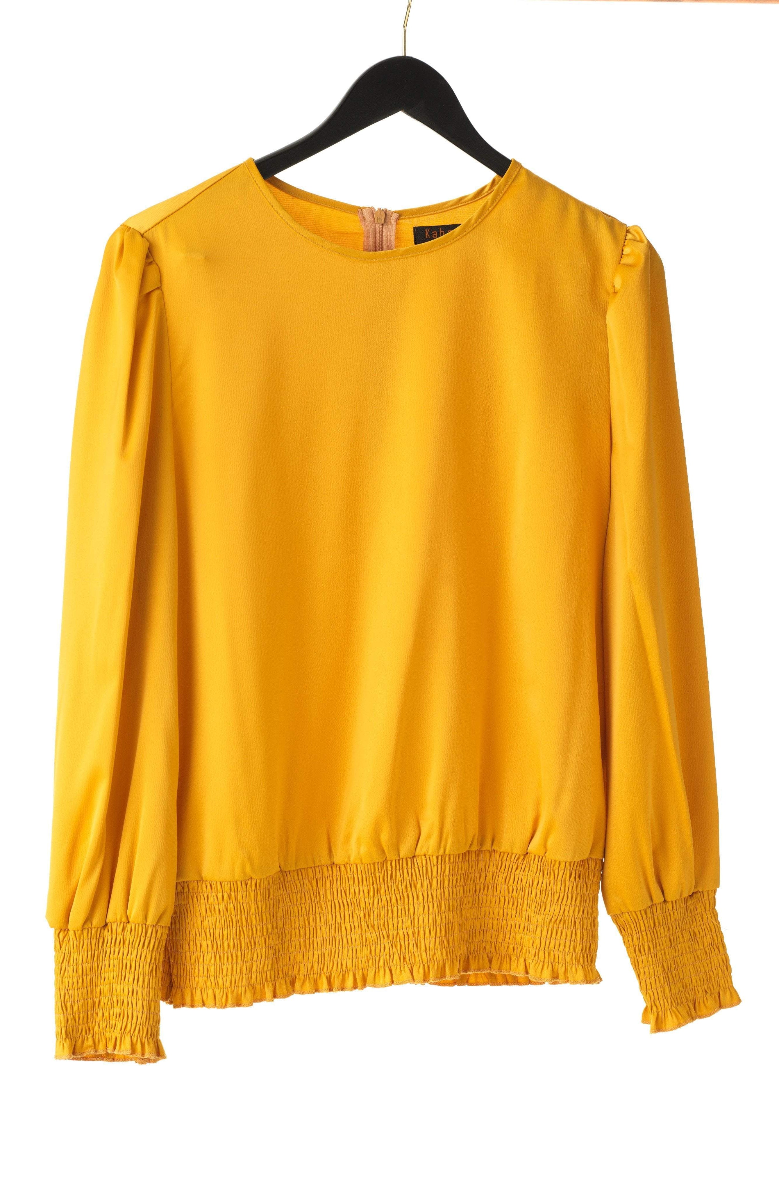 Long sleeve Satin Scrunch Blouse Kabayare
