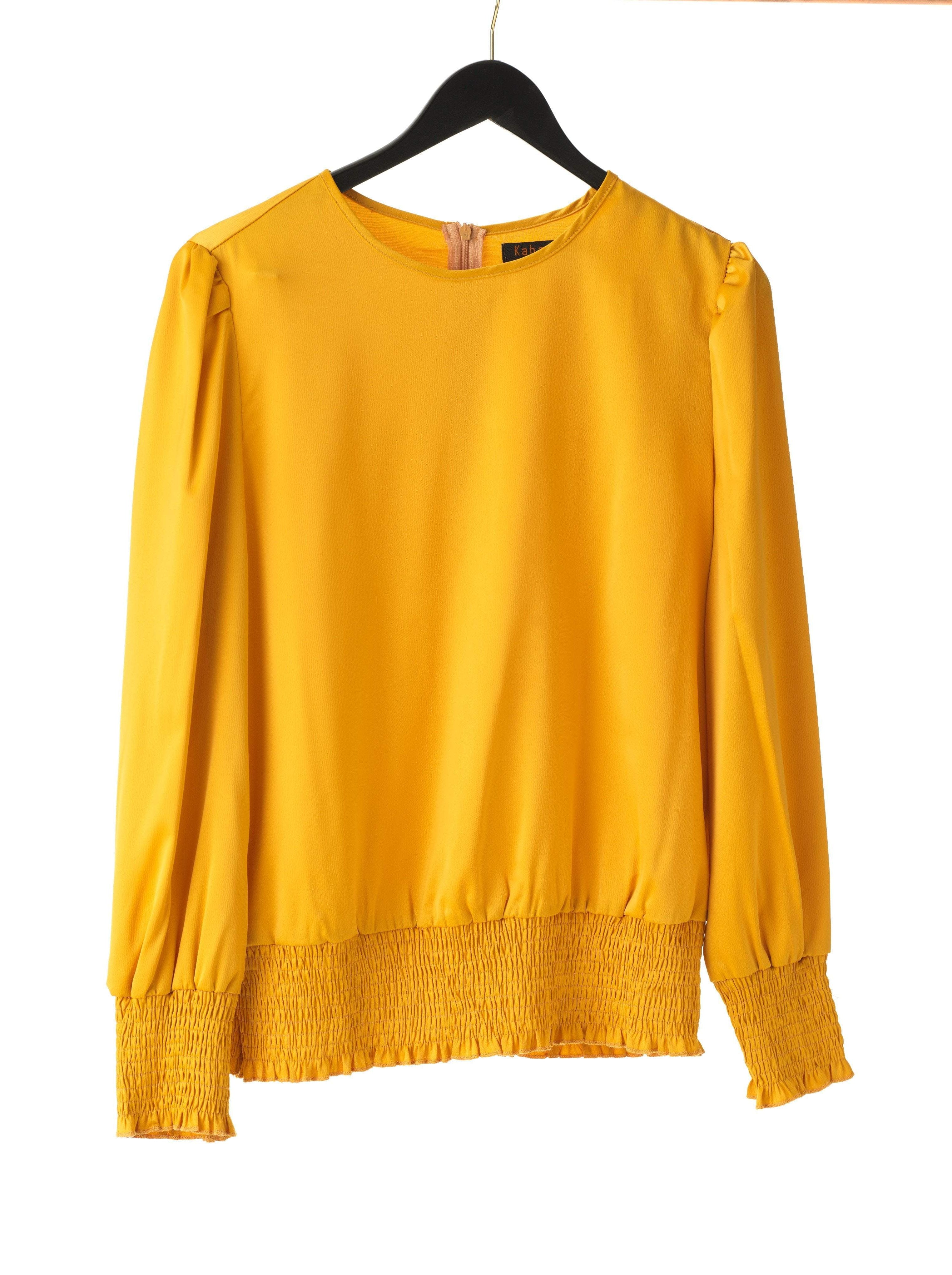 Long sleeve Satin Scrunch Blouse Kabayare