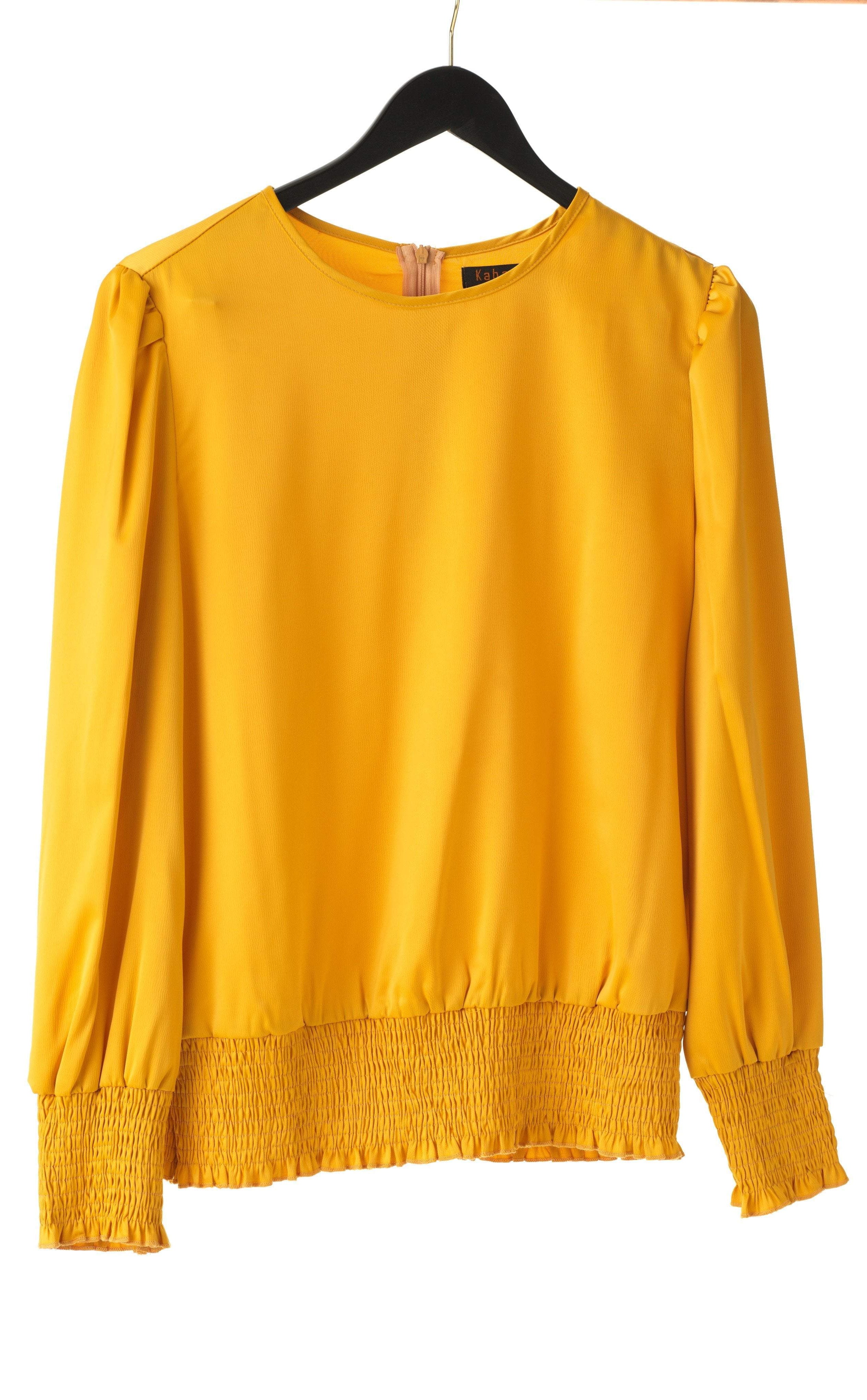 Long sleeve Satin Scrunch Blouse Kabayare