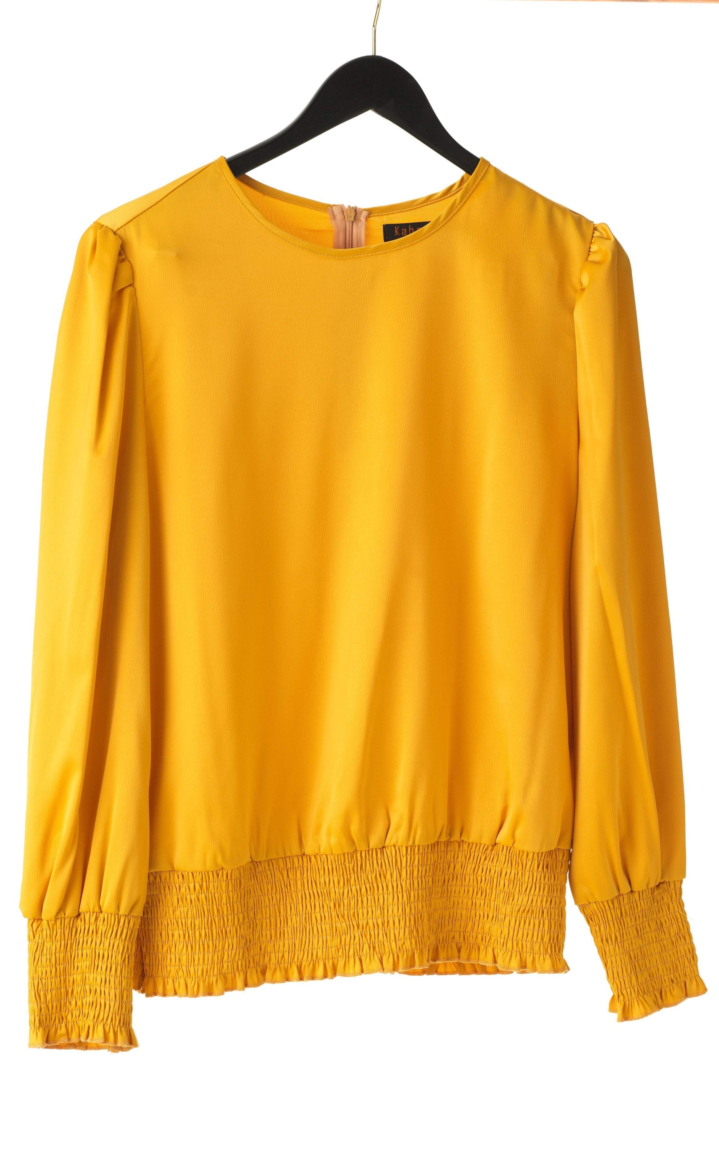 Long sleeve Satin Scrunch Blouse Kabayare