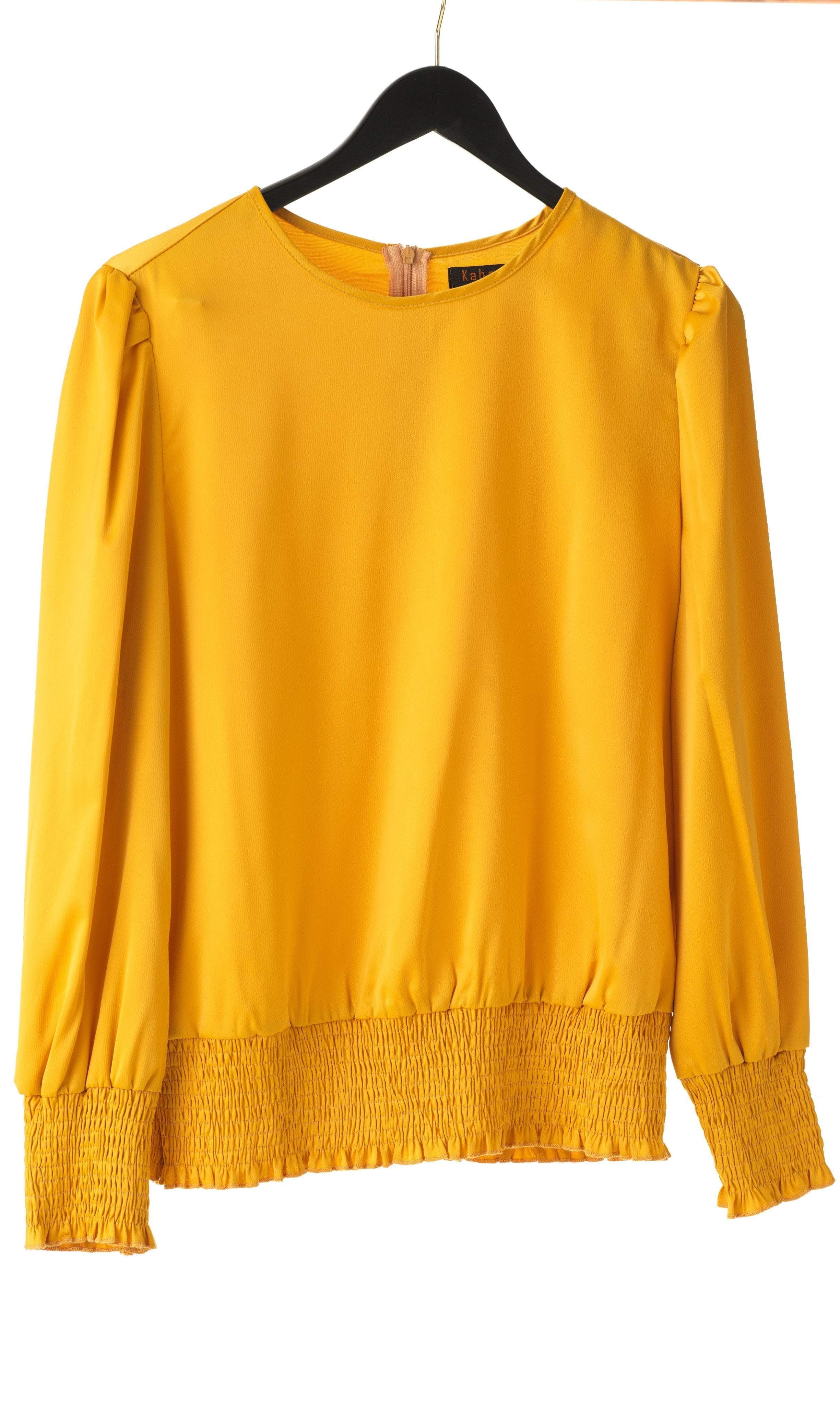 Long sleeve Satin Scrunch Blouse Kabayare