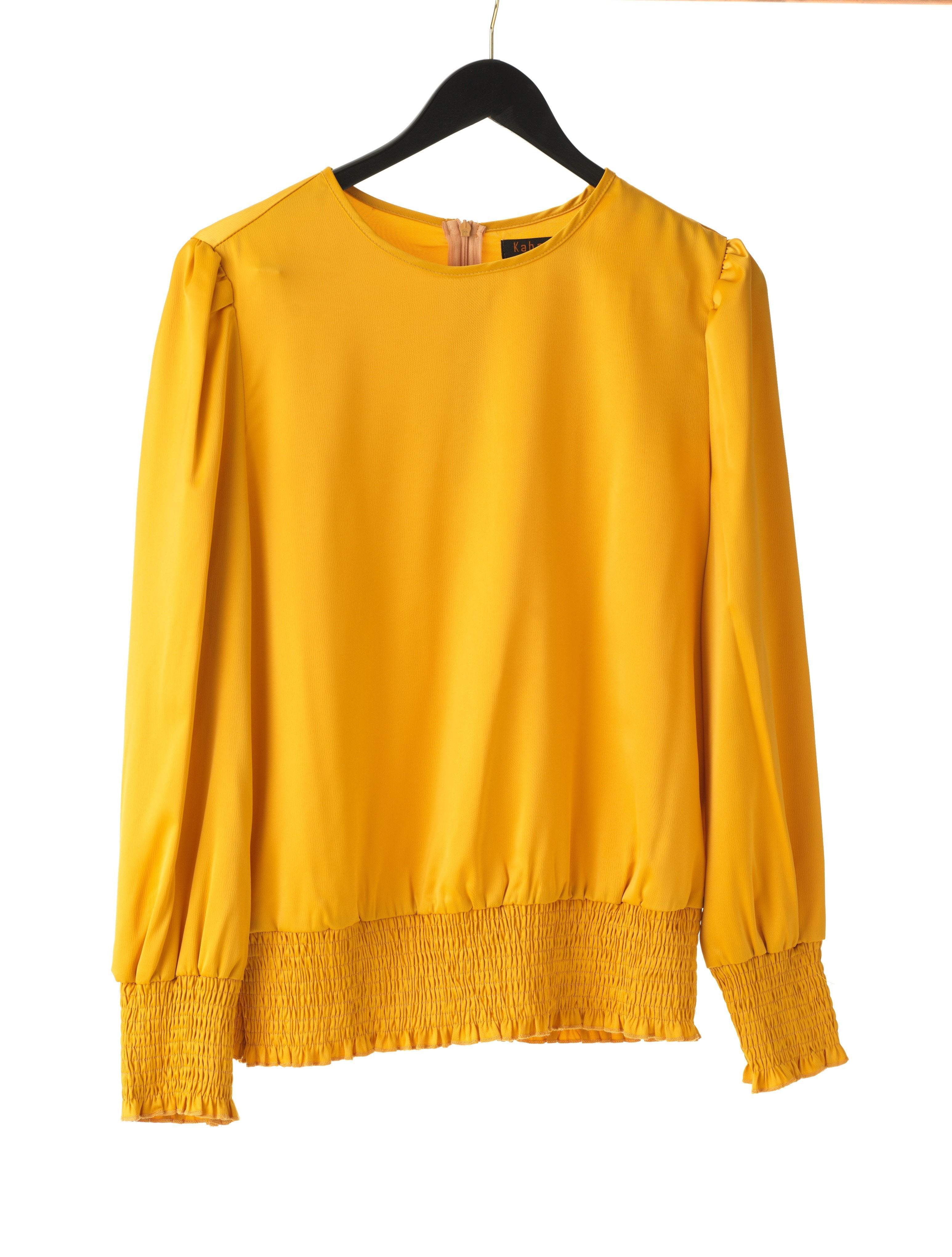 Long sleeve Satin Scrunch Blouse Kabayare