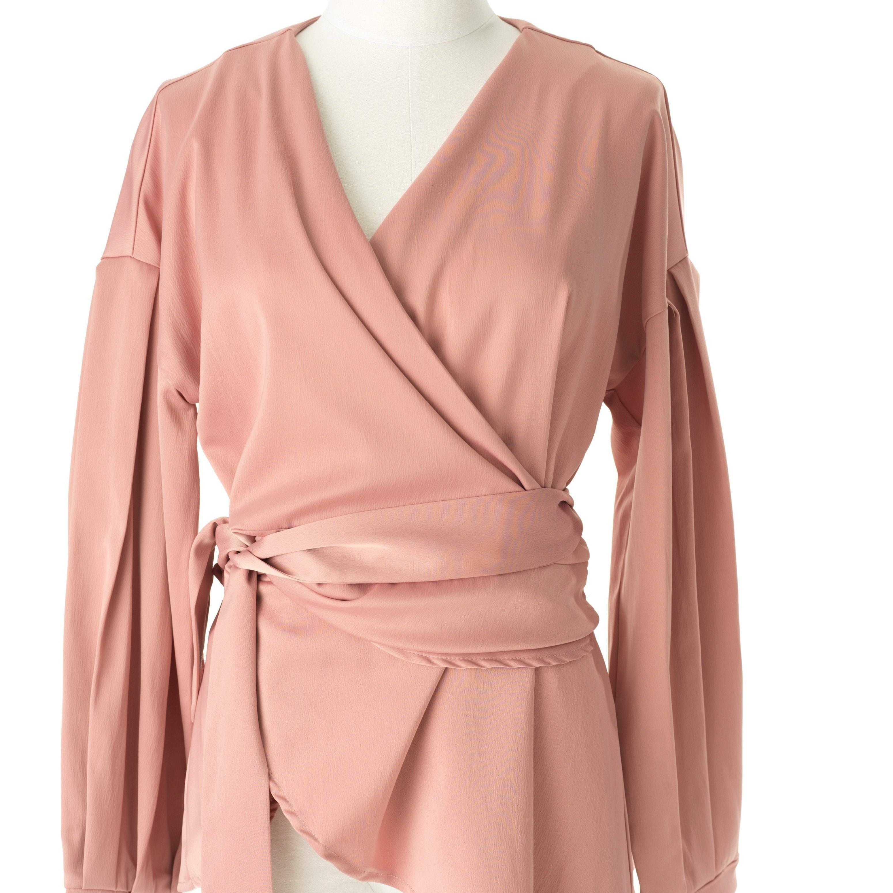 Long sleeve satin wrap top Kabayare