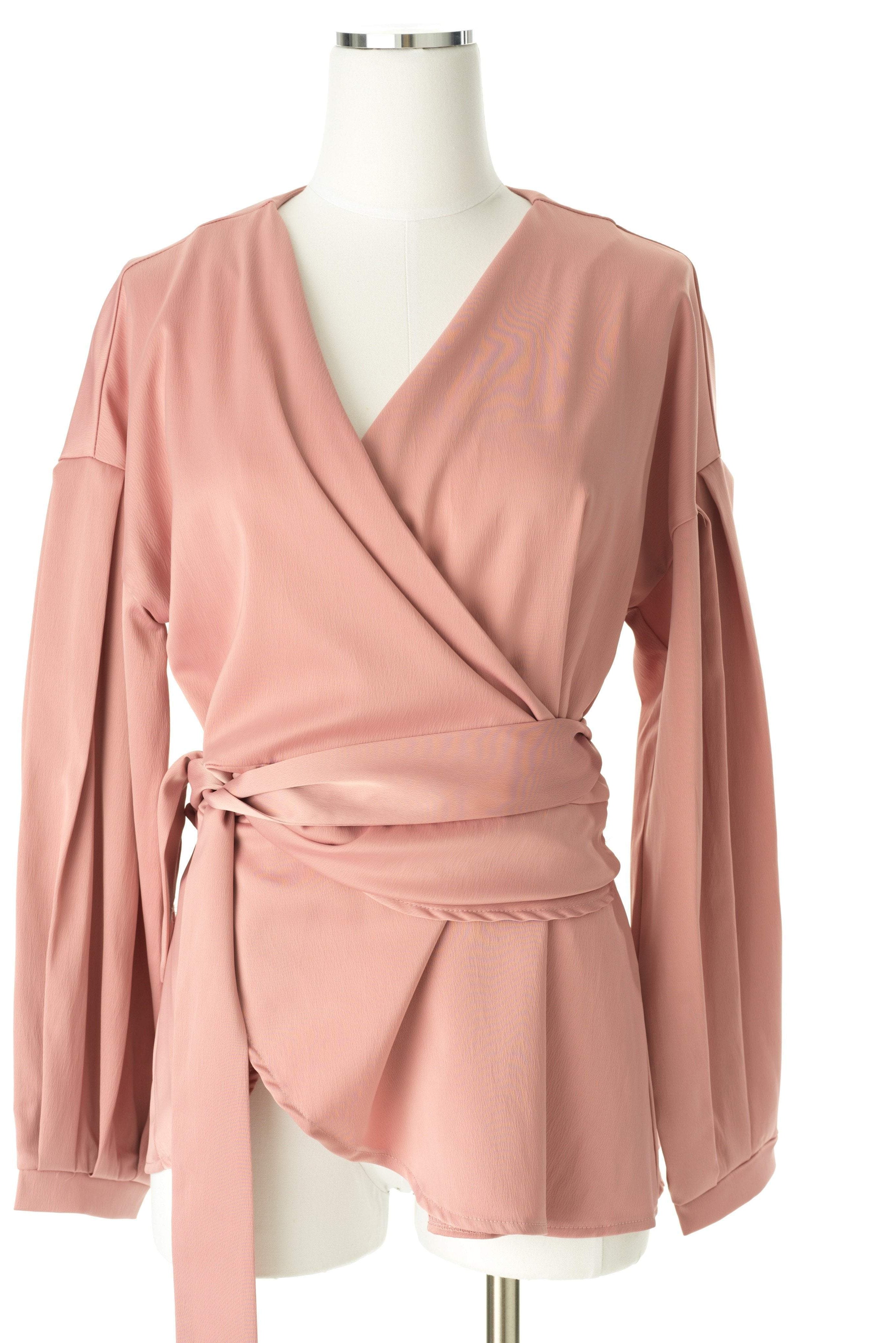 Long sleeve satin wrap top Kabayare