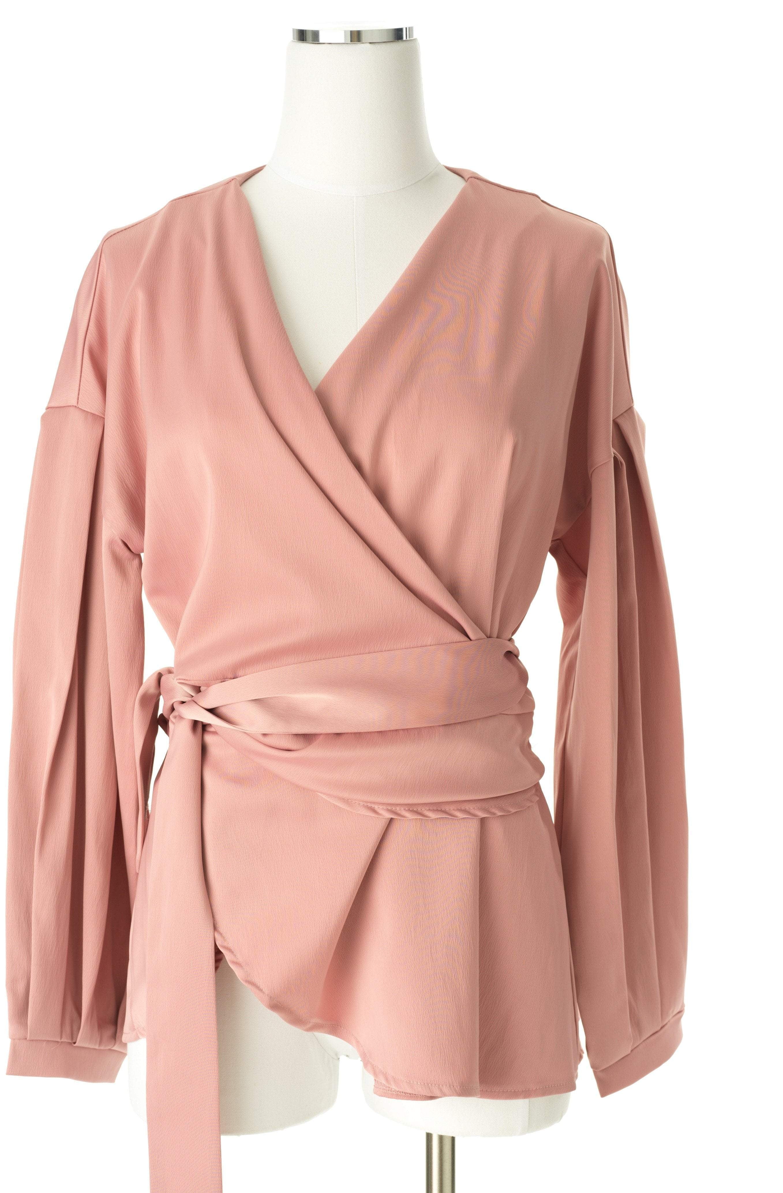 Long sleeve satin wrap top Kabayare