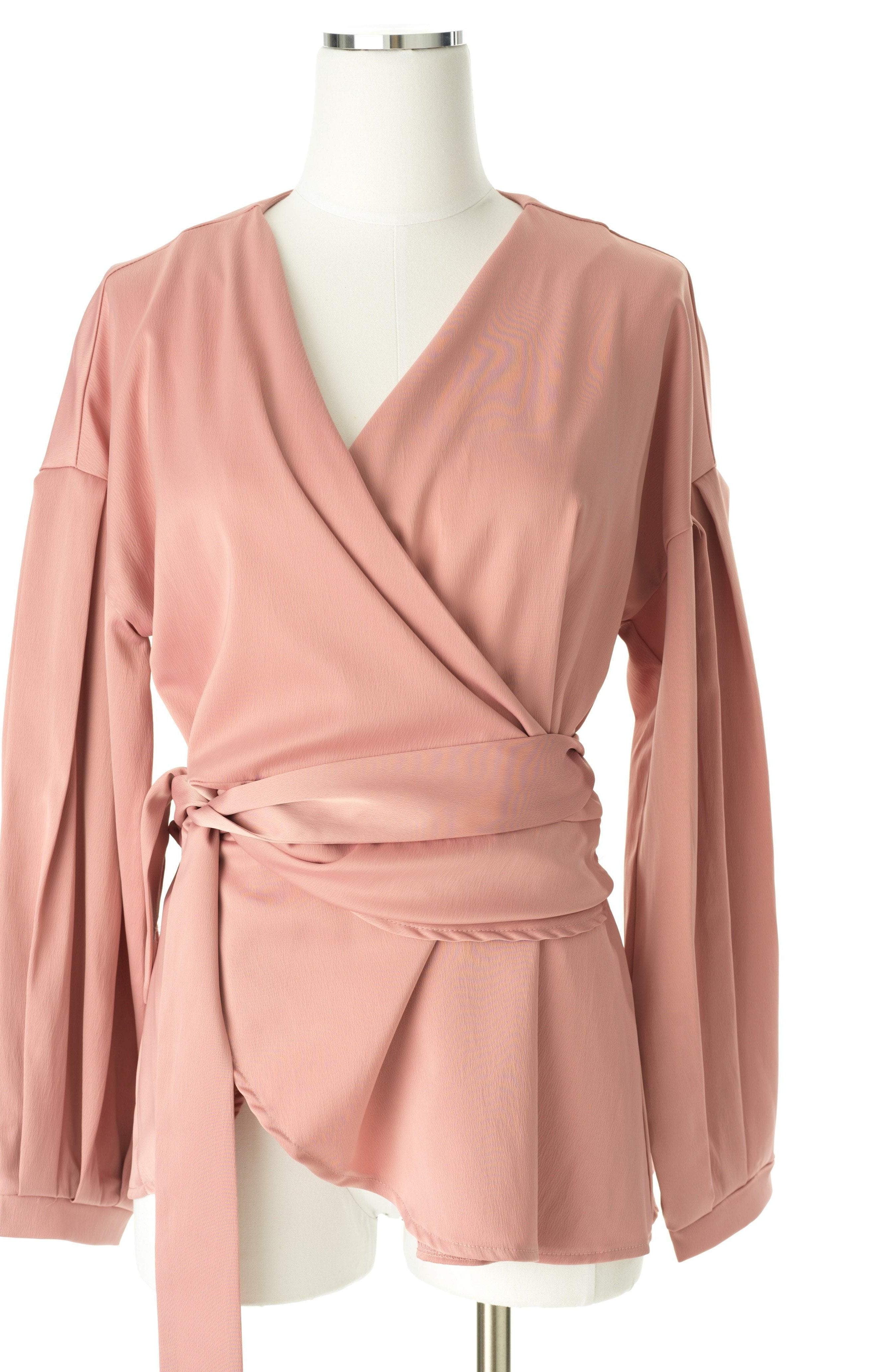 Long sleeve satin wrap top Kabayare