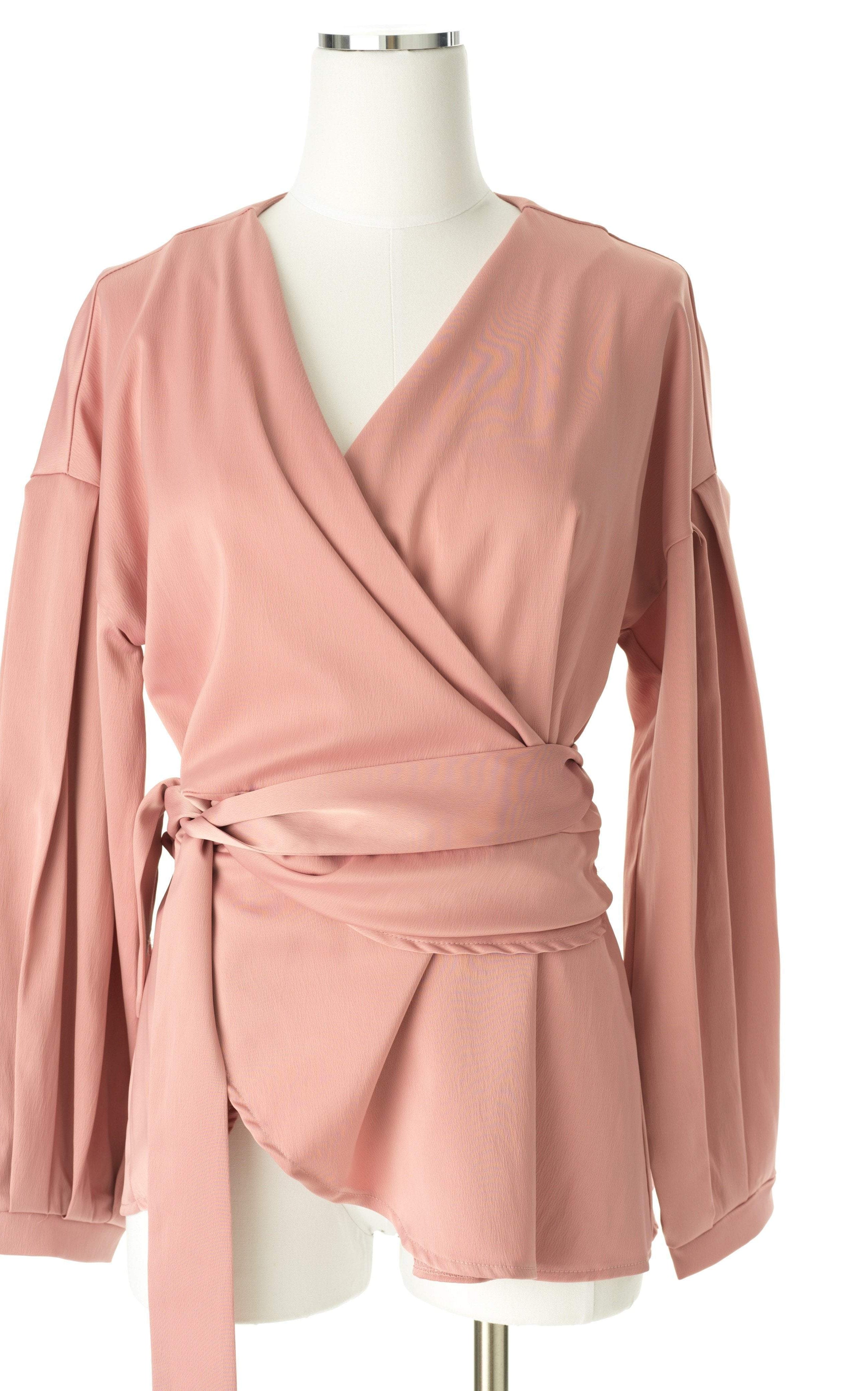 Long sleeve satin wrap top Kabayare