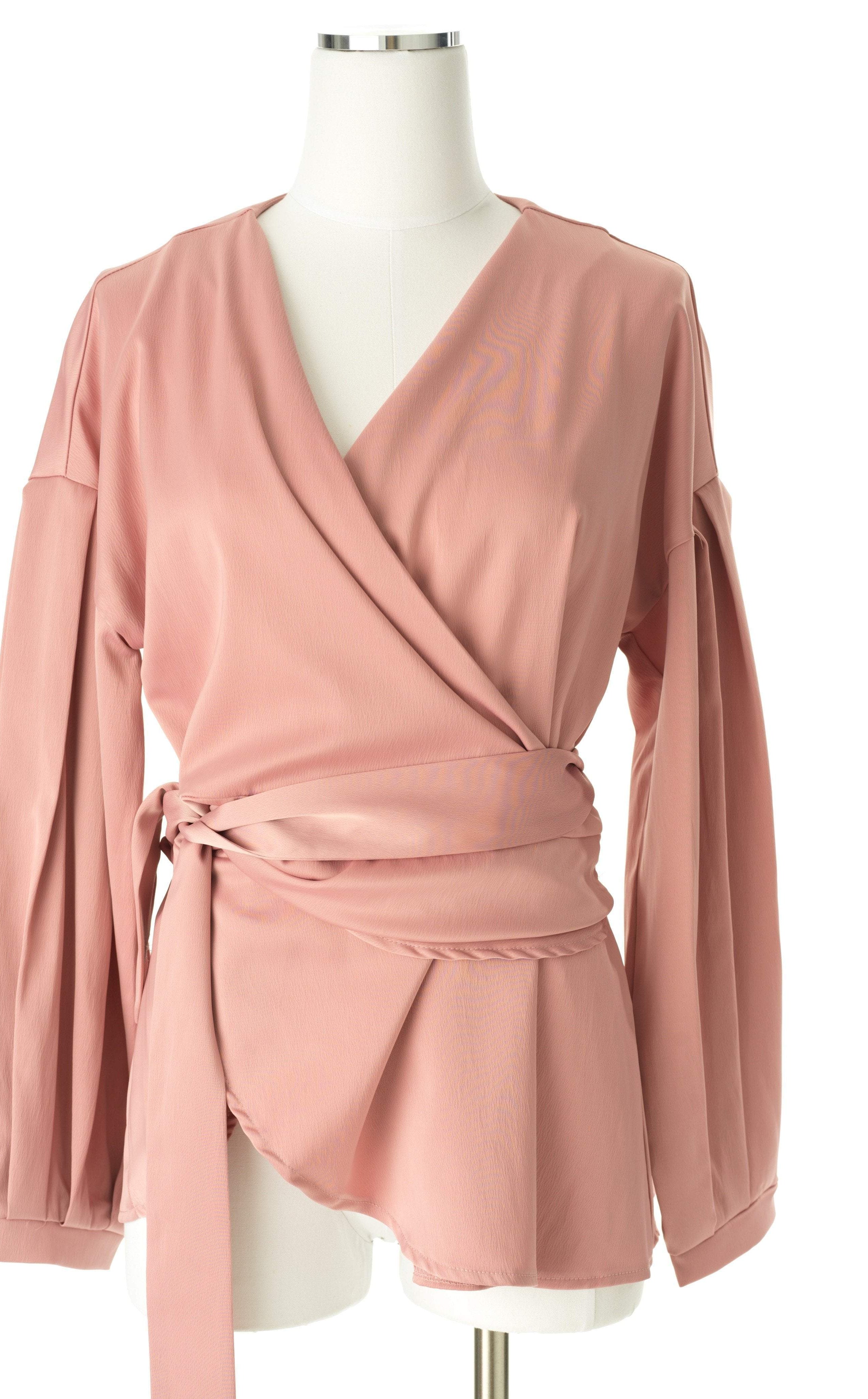 Long sleeve satin wrap top Kabayare