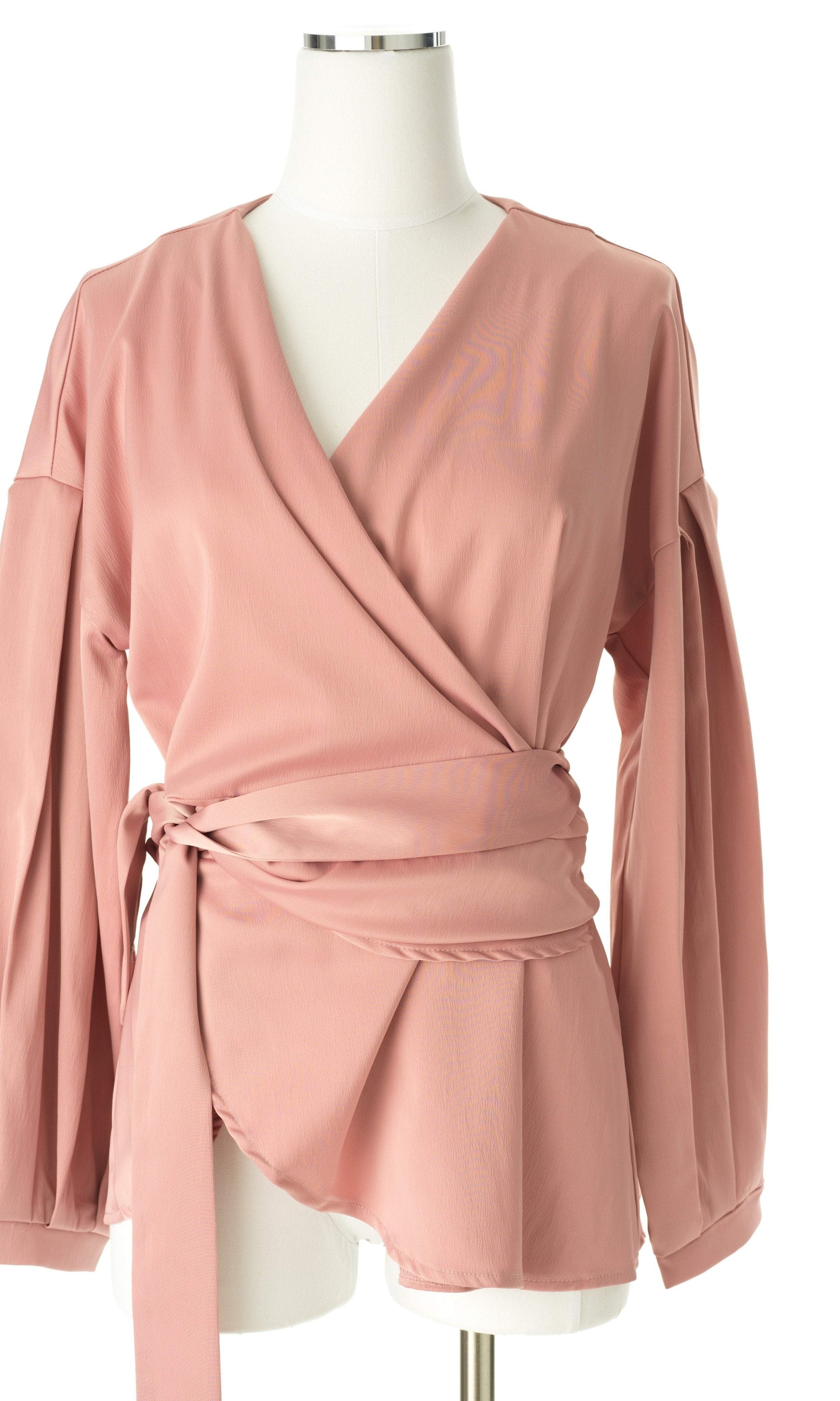 Long sleeve satin wrap top Kabayare
