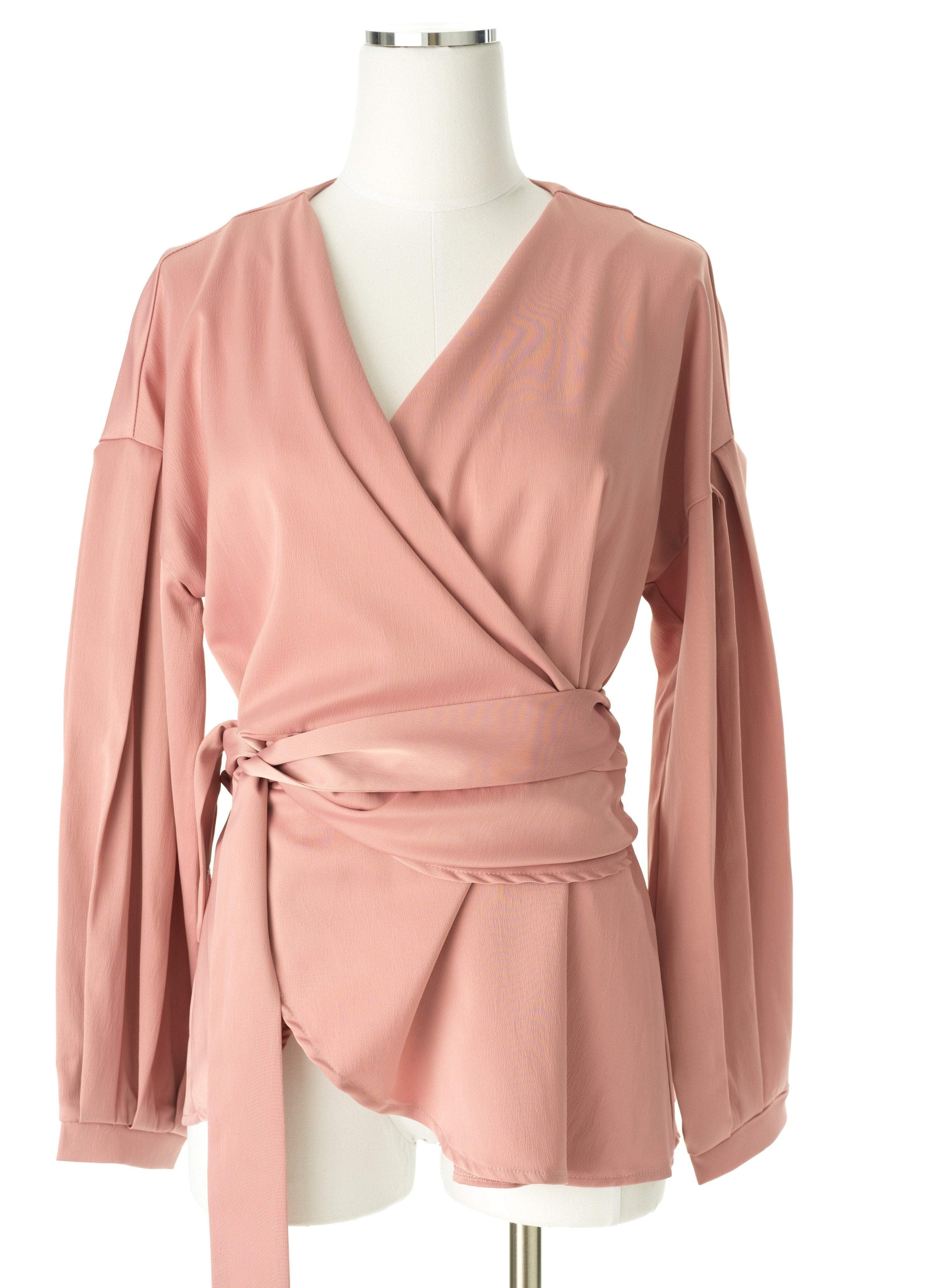 Long sleeve satin wrap top Kabayare