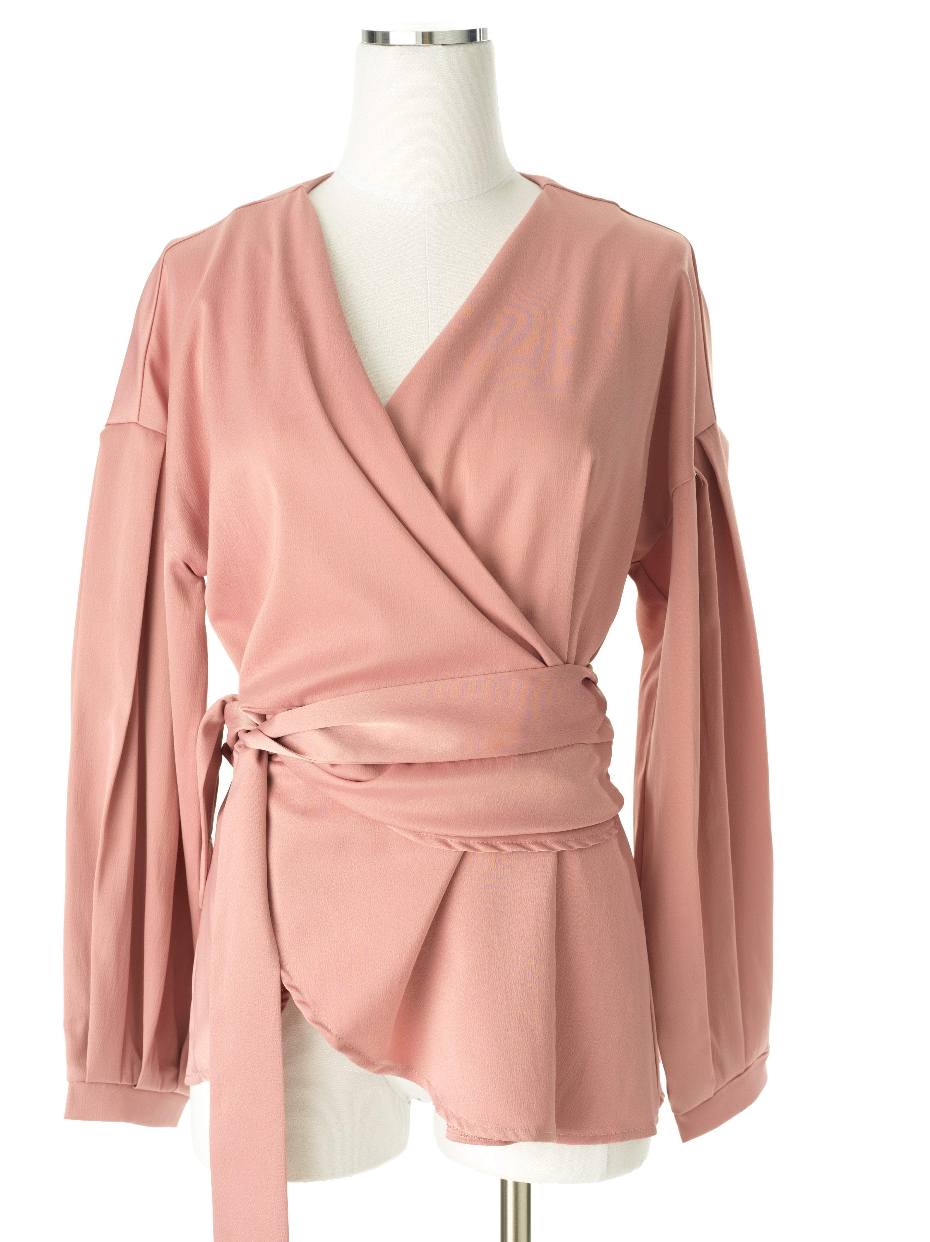 Long sleeve satin wrap top Kabayare