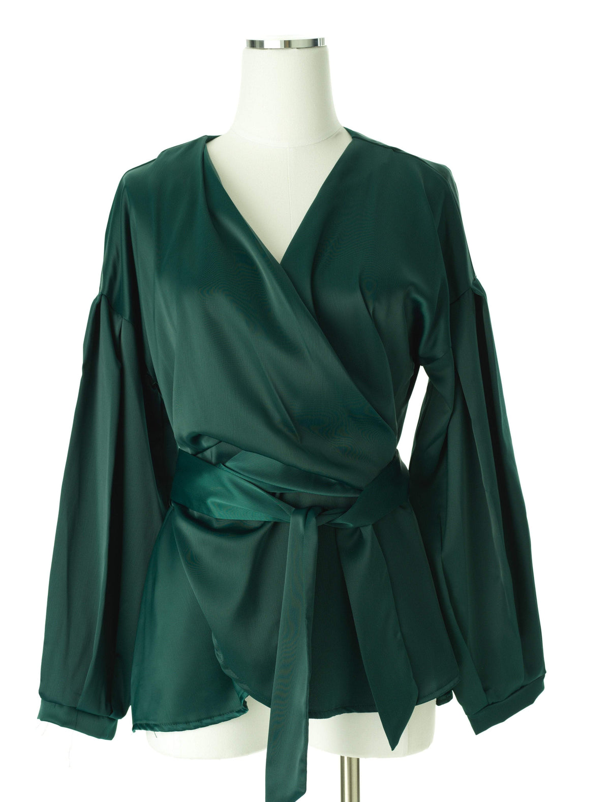 Long sleeve satin wrap top Kabayare