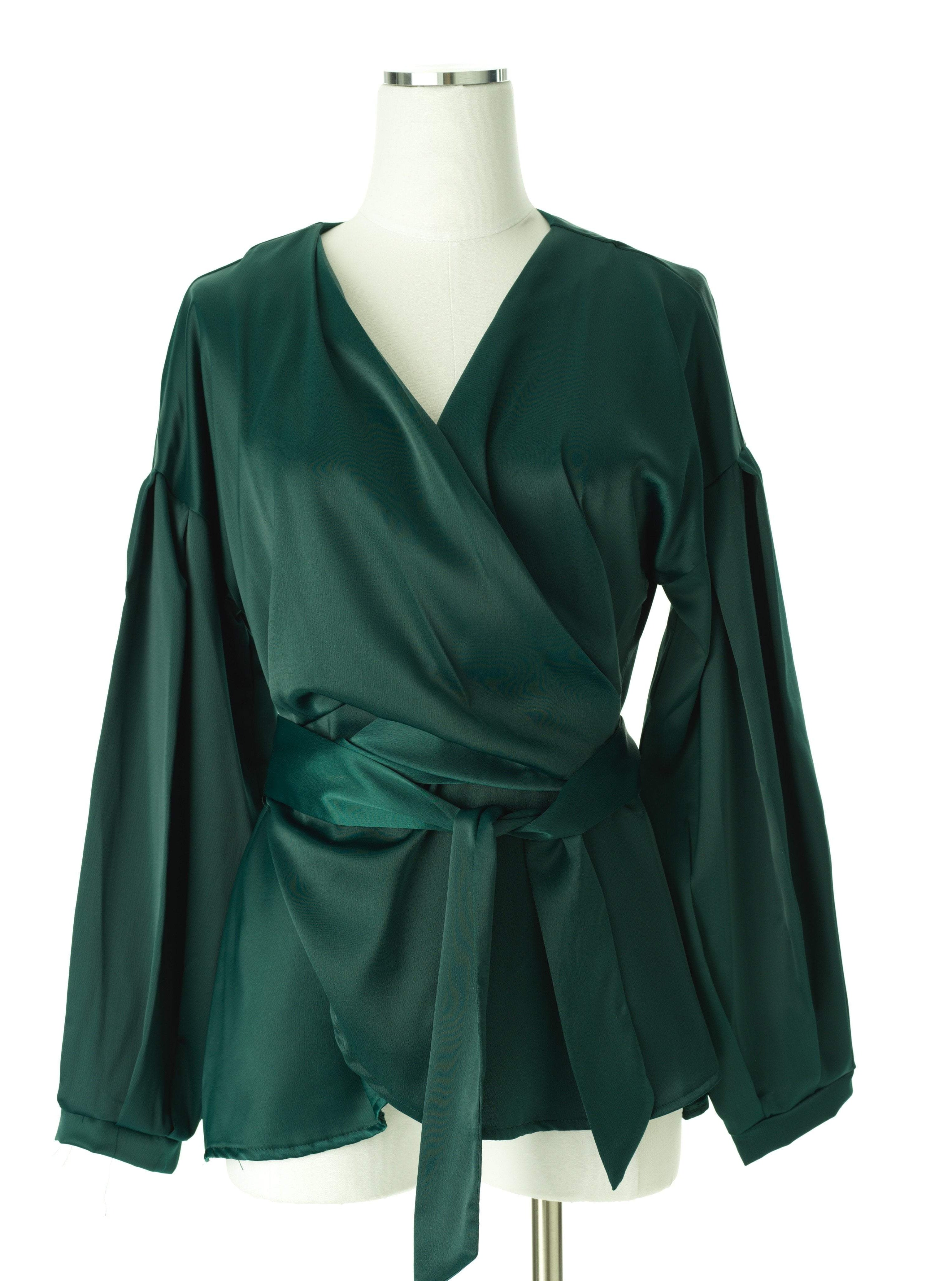 Long sleeve satin wrap top Kabayare