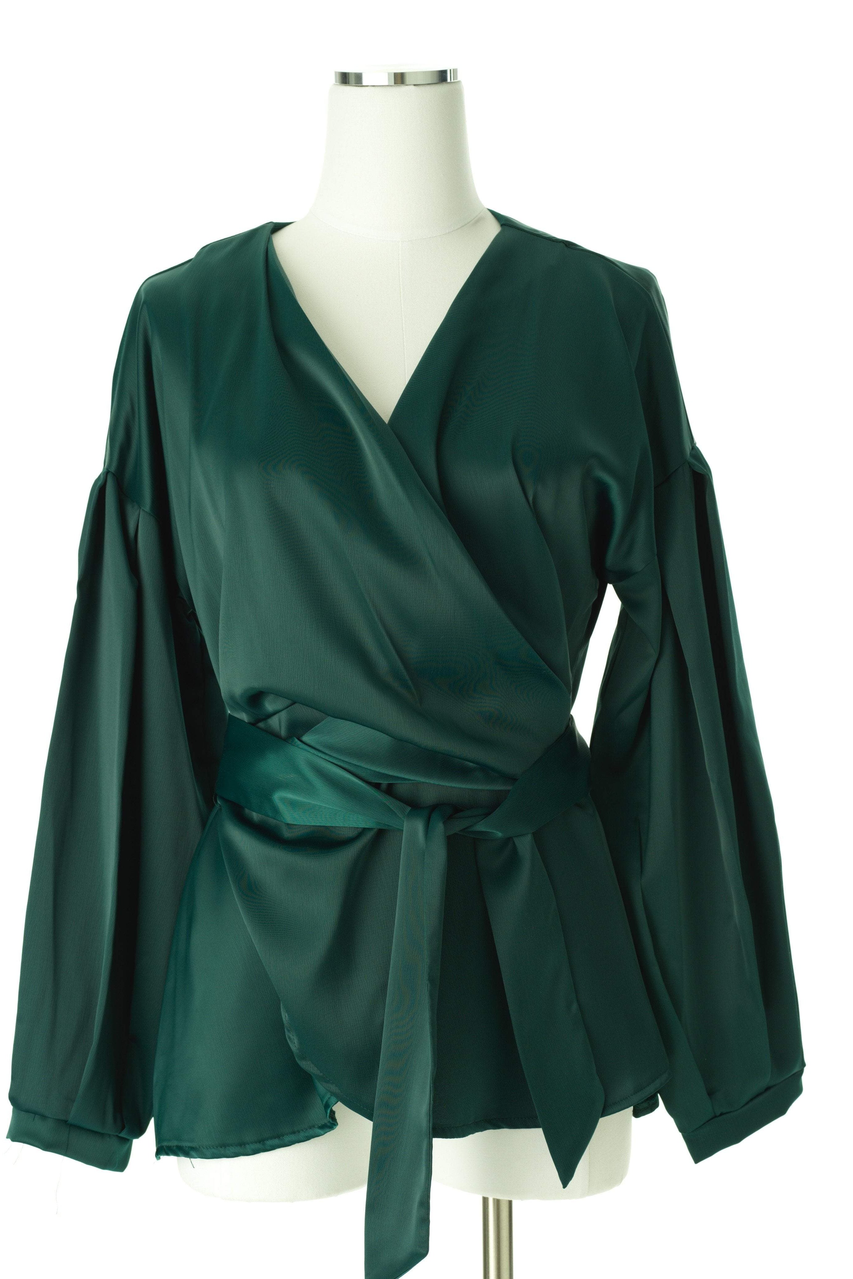 Long sleeve satin wrap top Kabayare