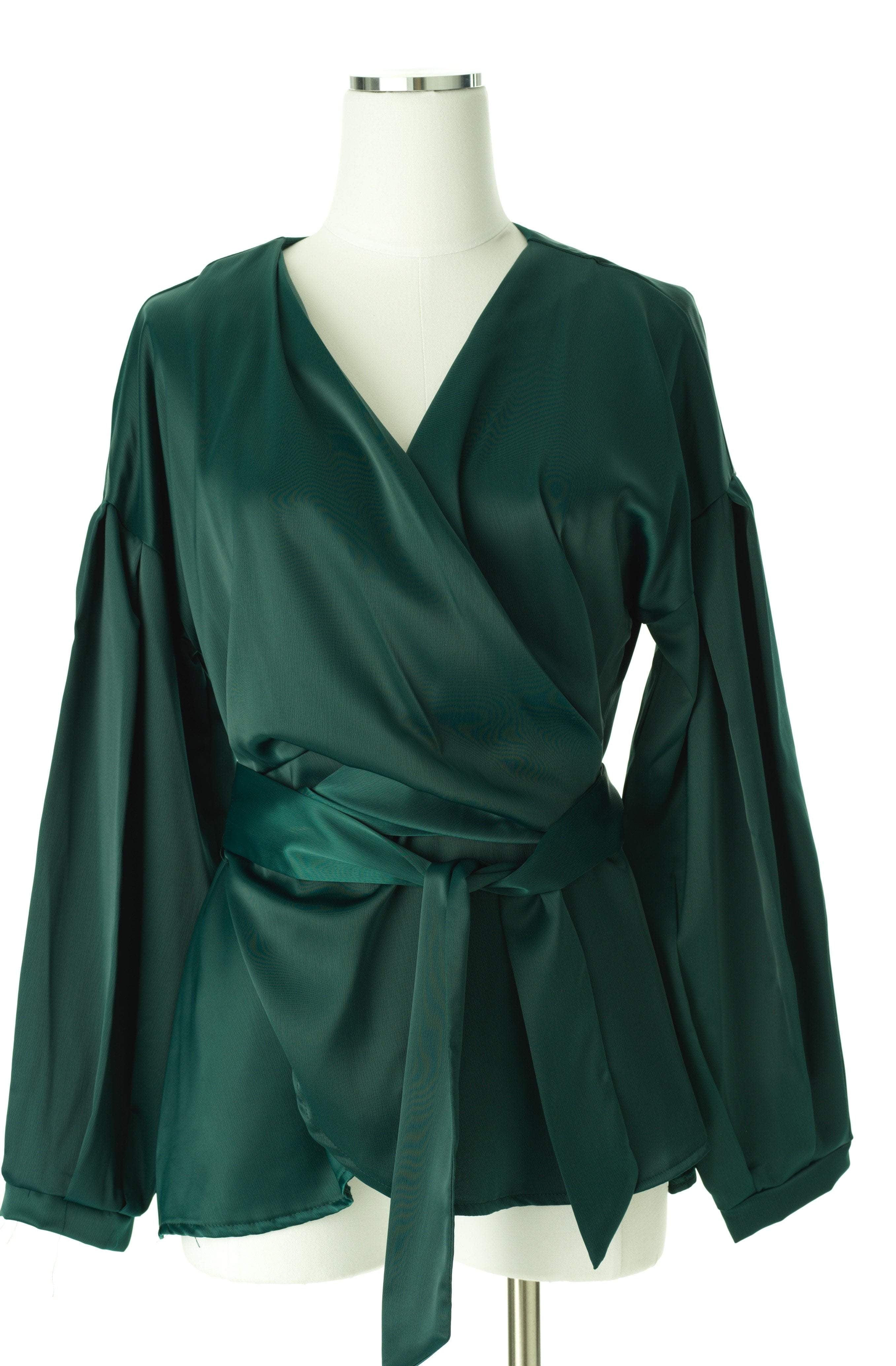 Long sleeve satin wrap top Kabayare