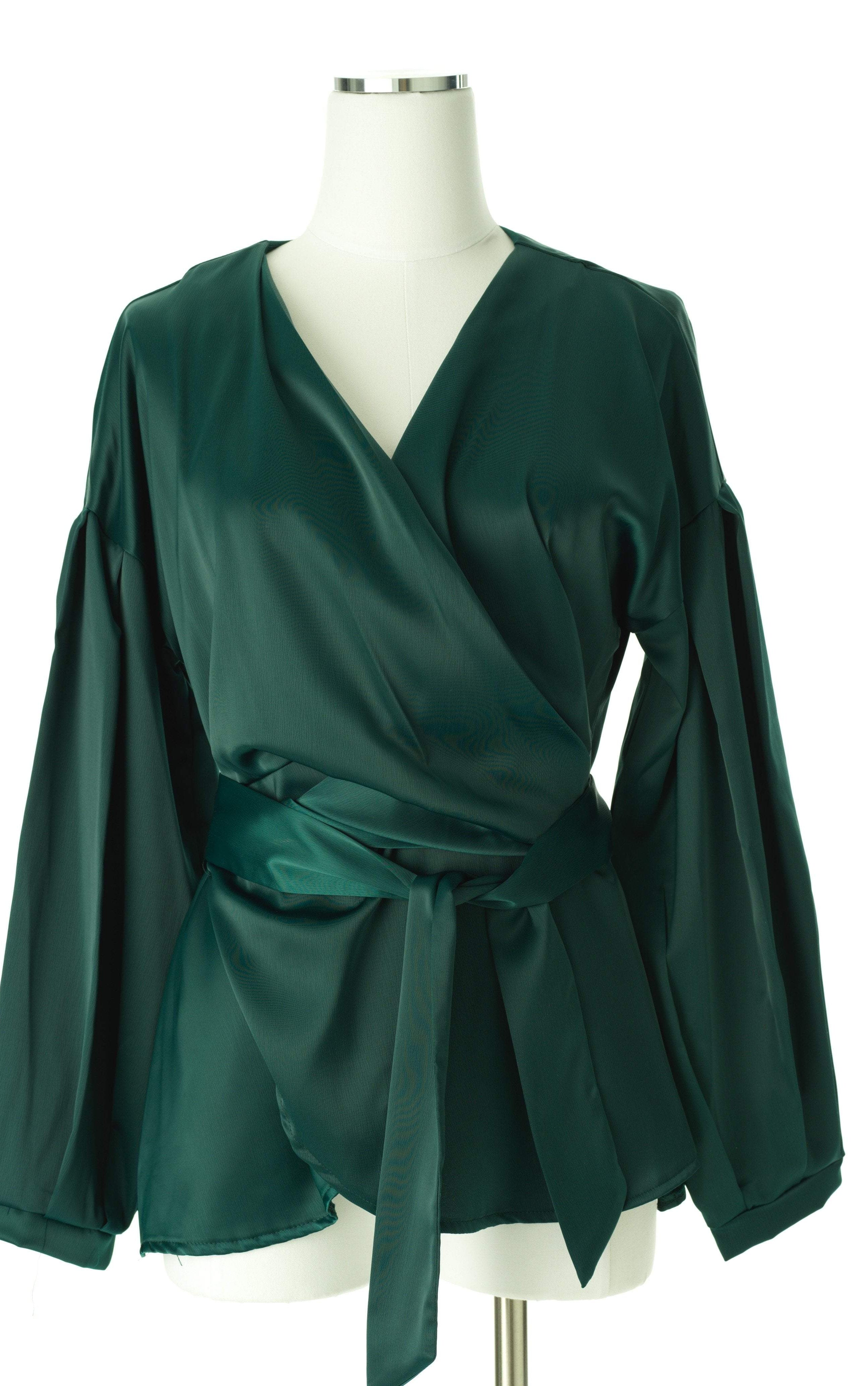 Long sleeve satin wrap top Kabayare