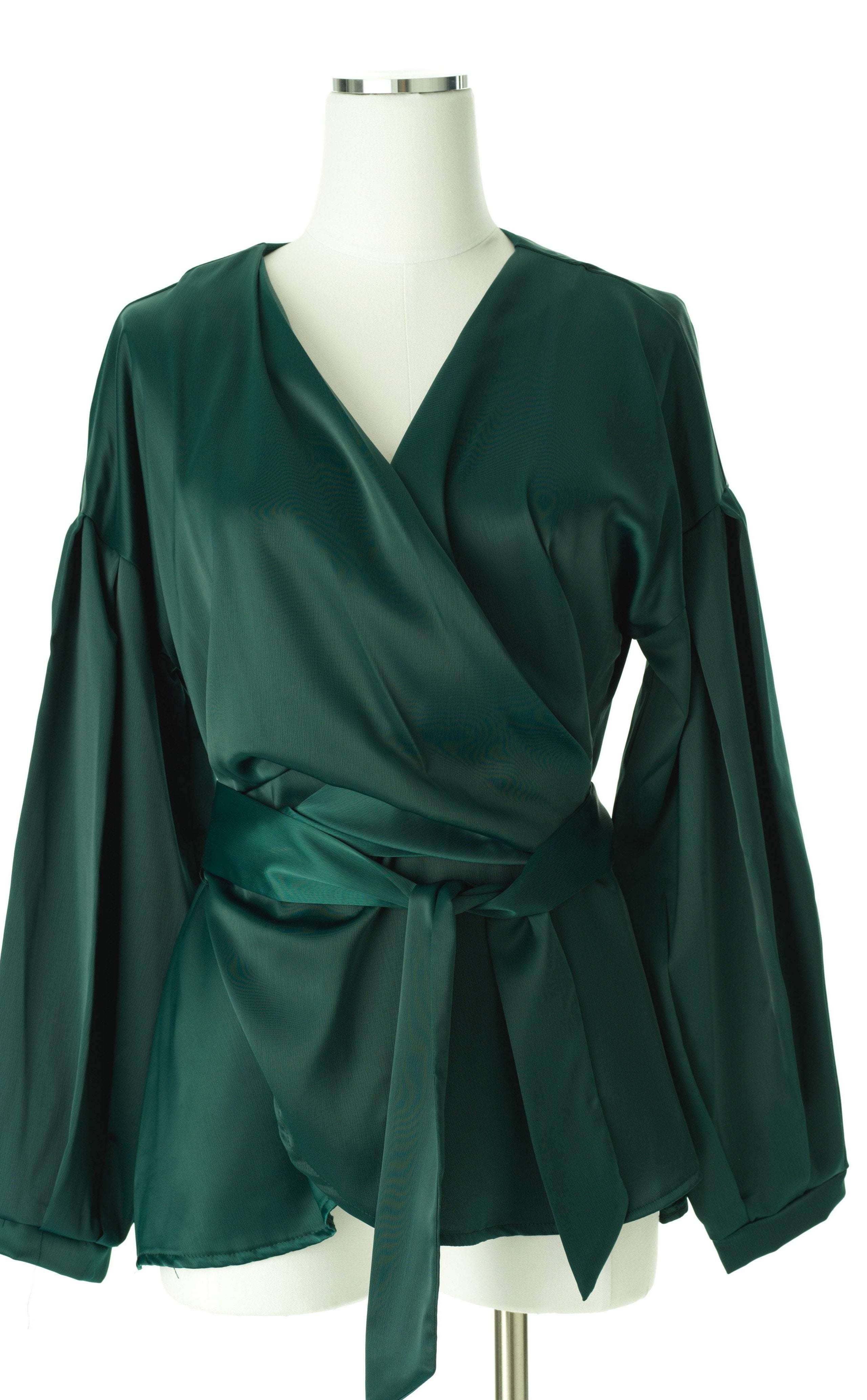 Long sleeve satin wrap top Kabayare