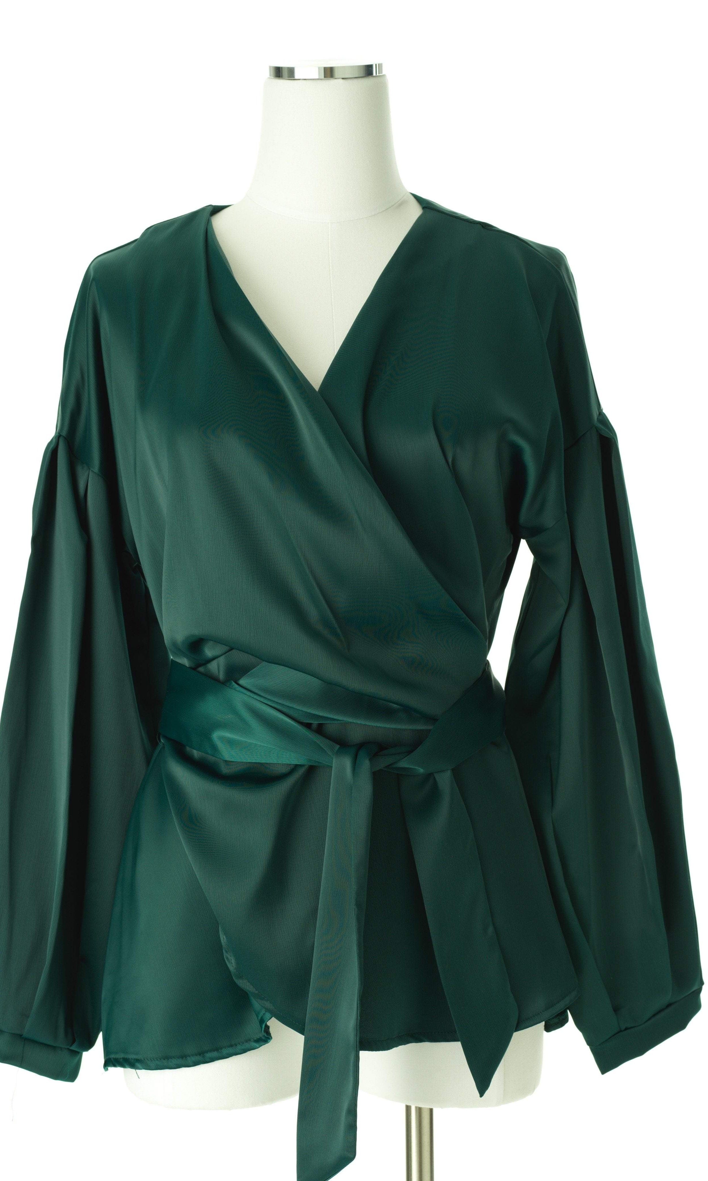 Long sleeve satin wrap top Kabayare