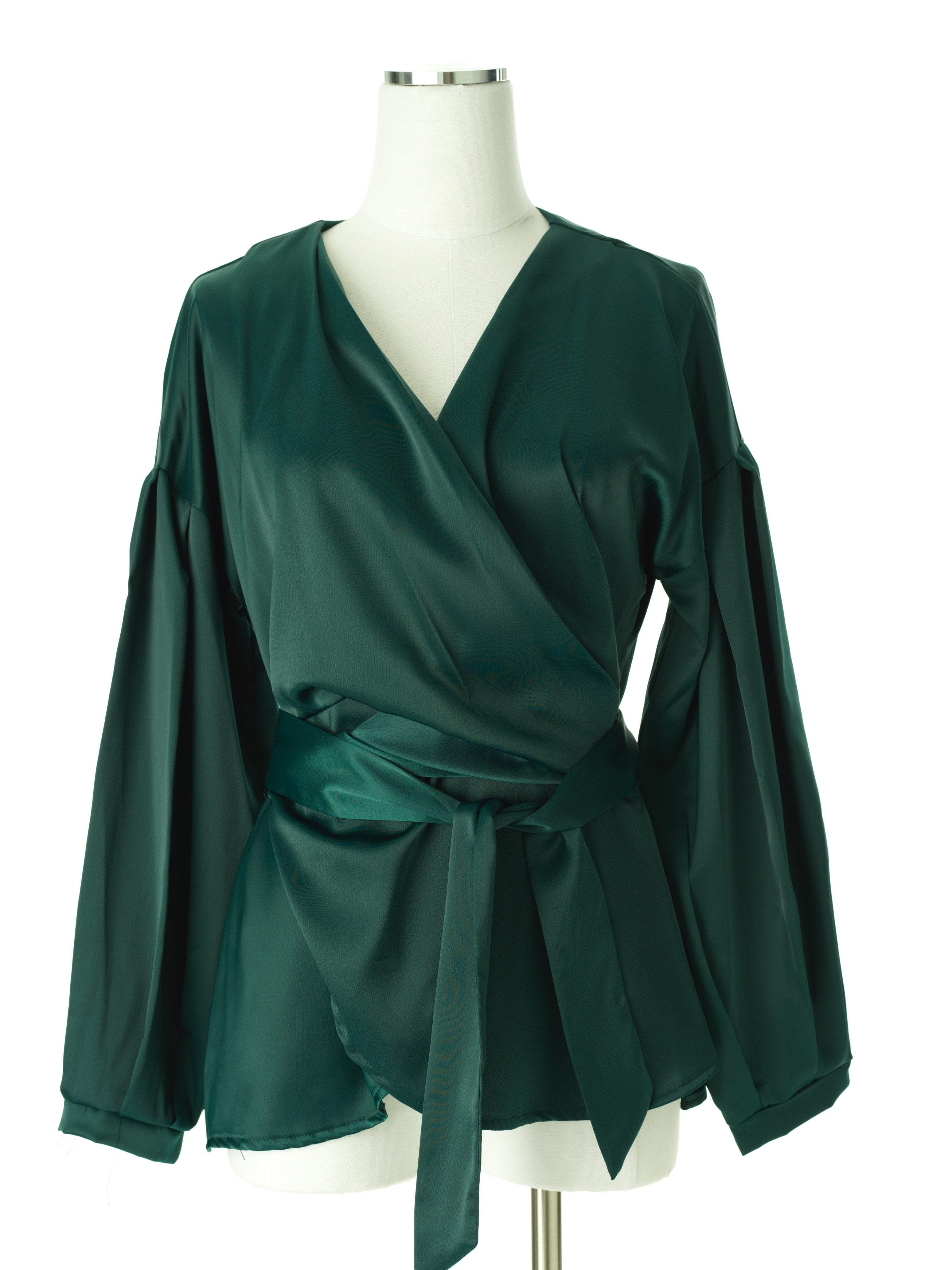 Long sleeve satin wrap top Kabayare