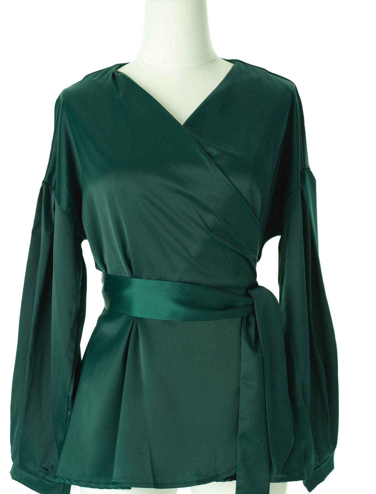 Long sleeve satin wrap top Kabayare