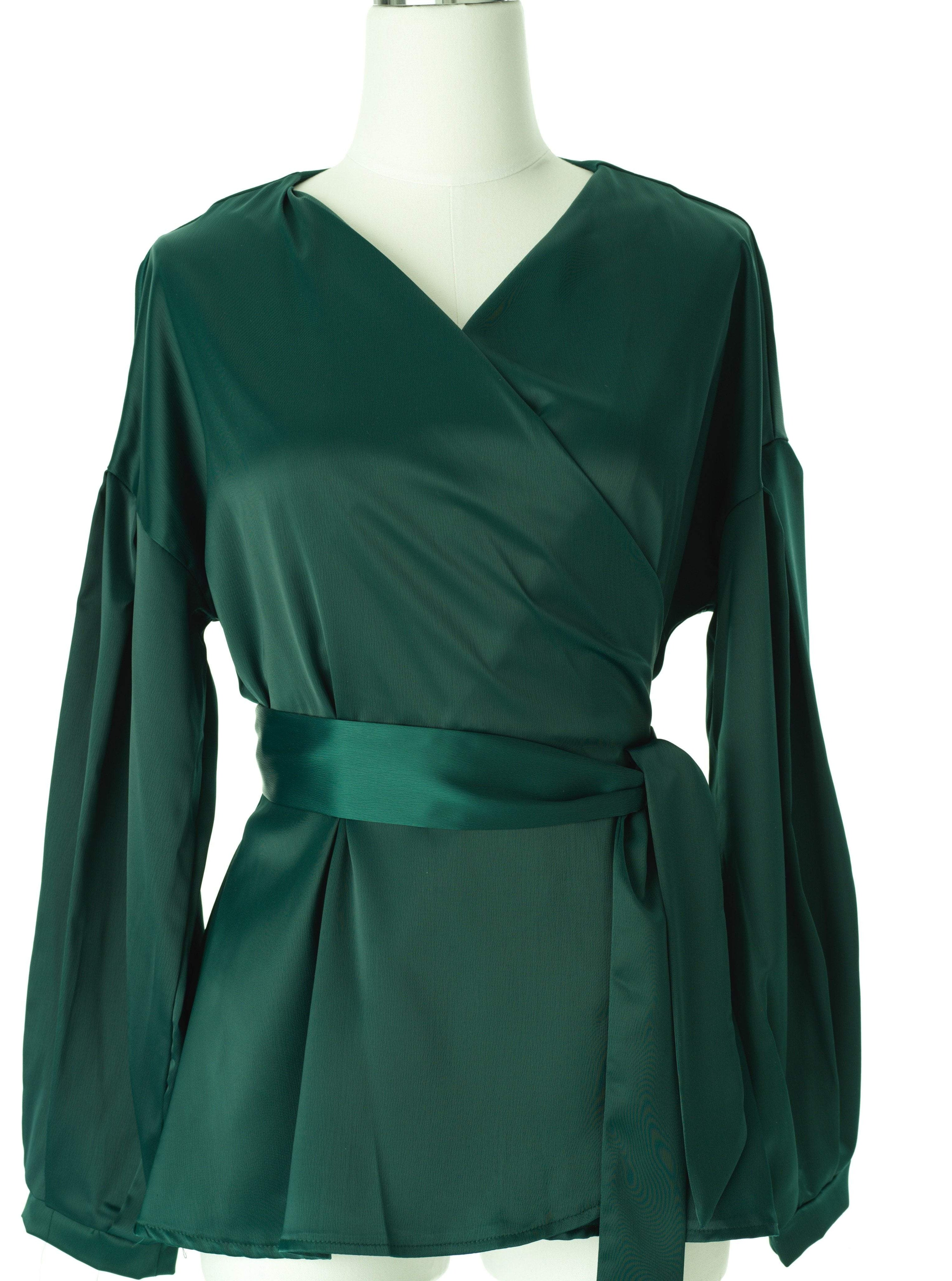 Long sleeve satin wrap top Kabayare