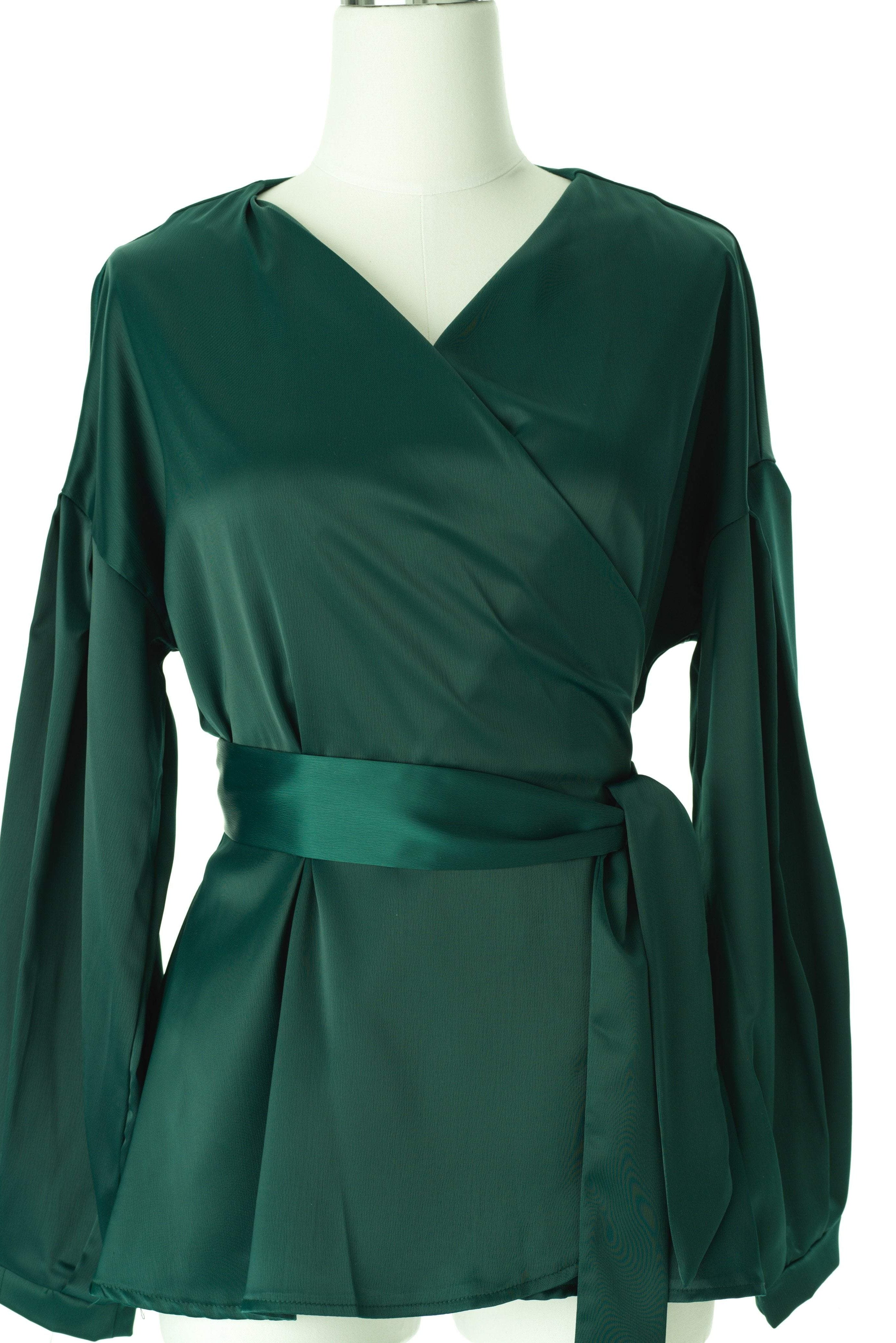 Long sleeve satin wrap top Kabayare