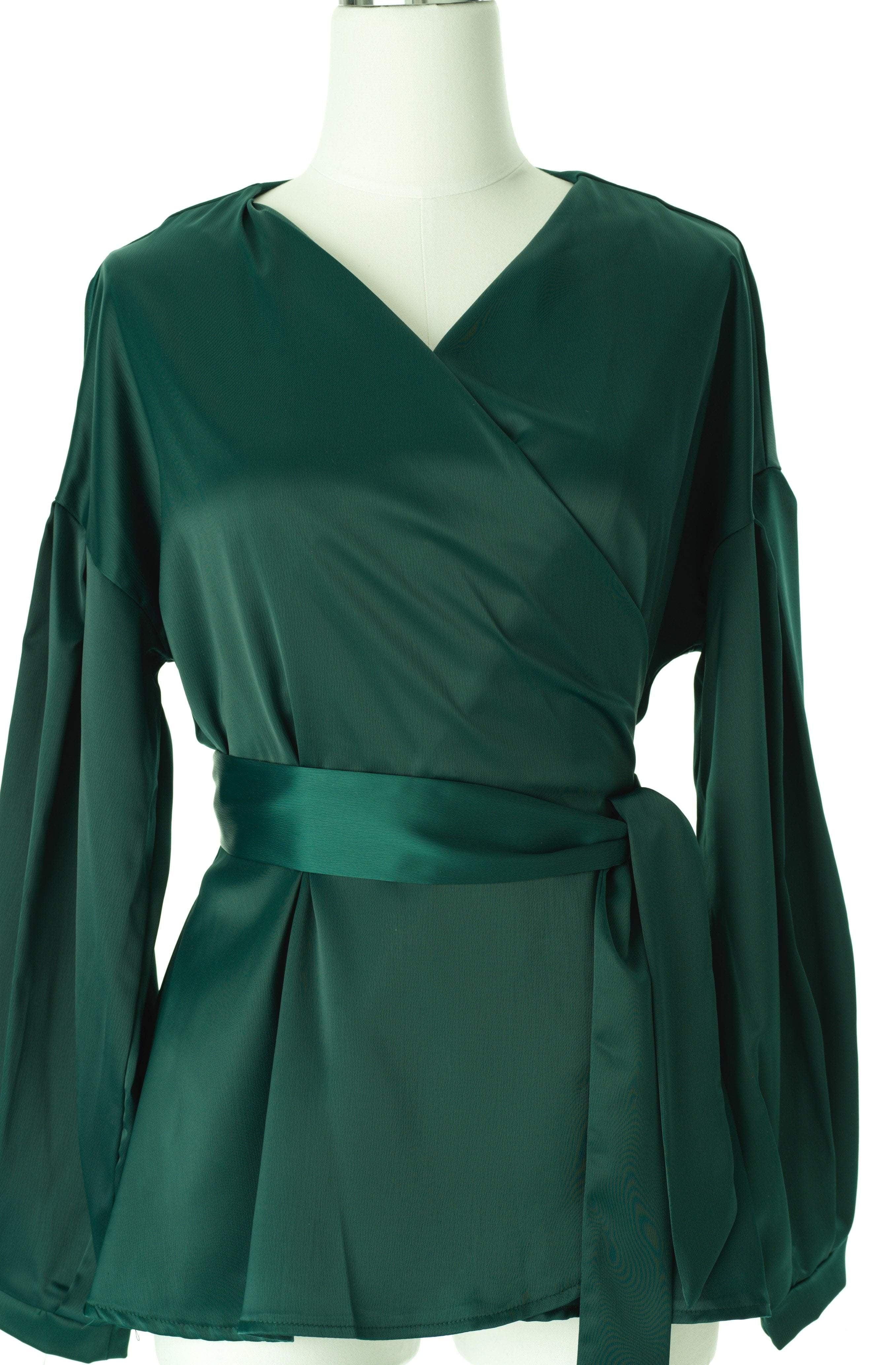 Long sleeve satin wrap top Kabayare