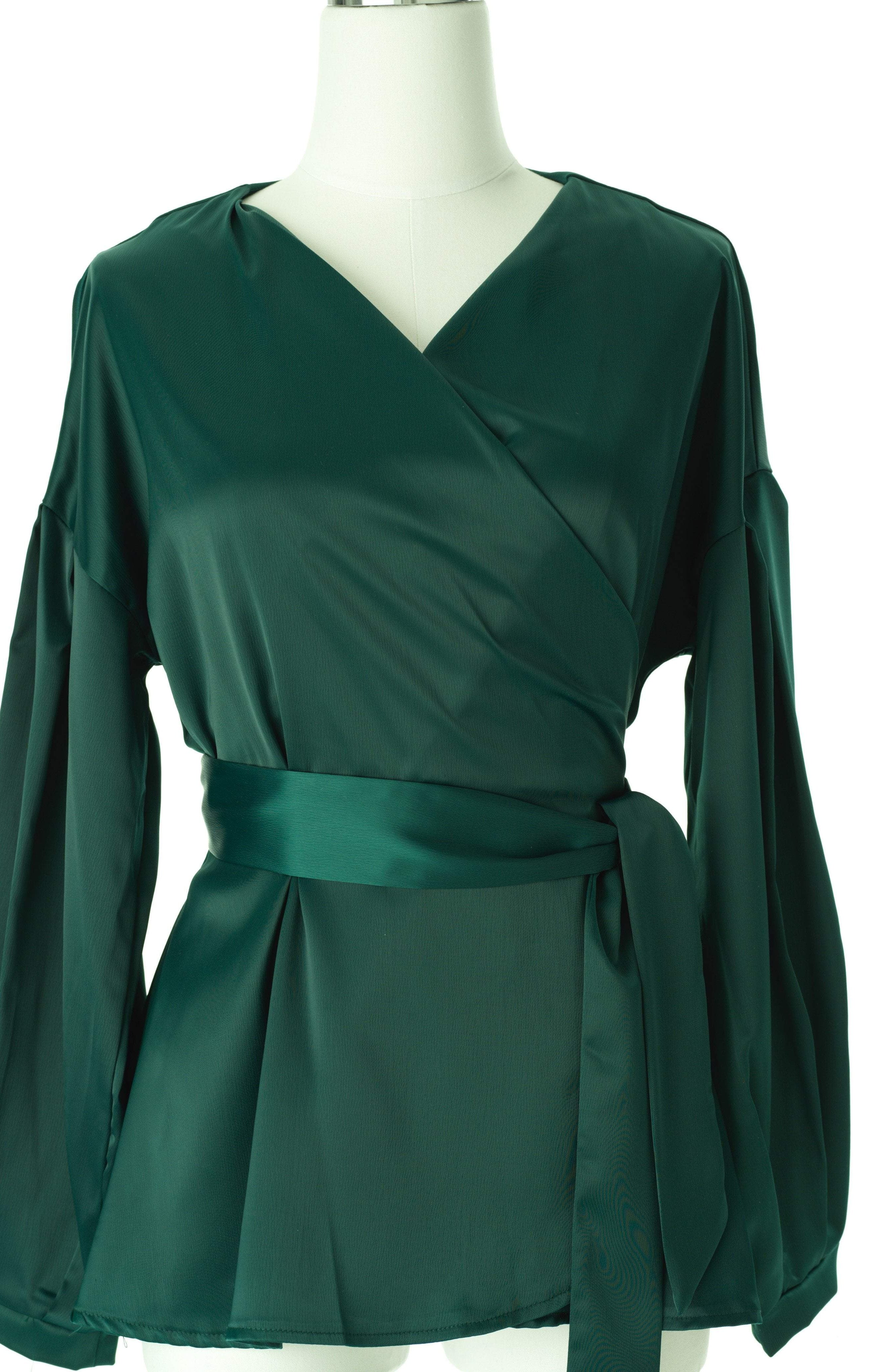 Long sleeve satin wrap top Kabayare