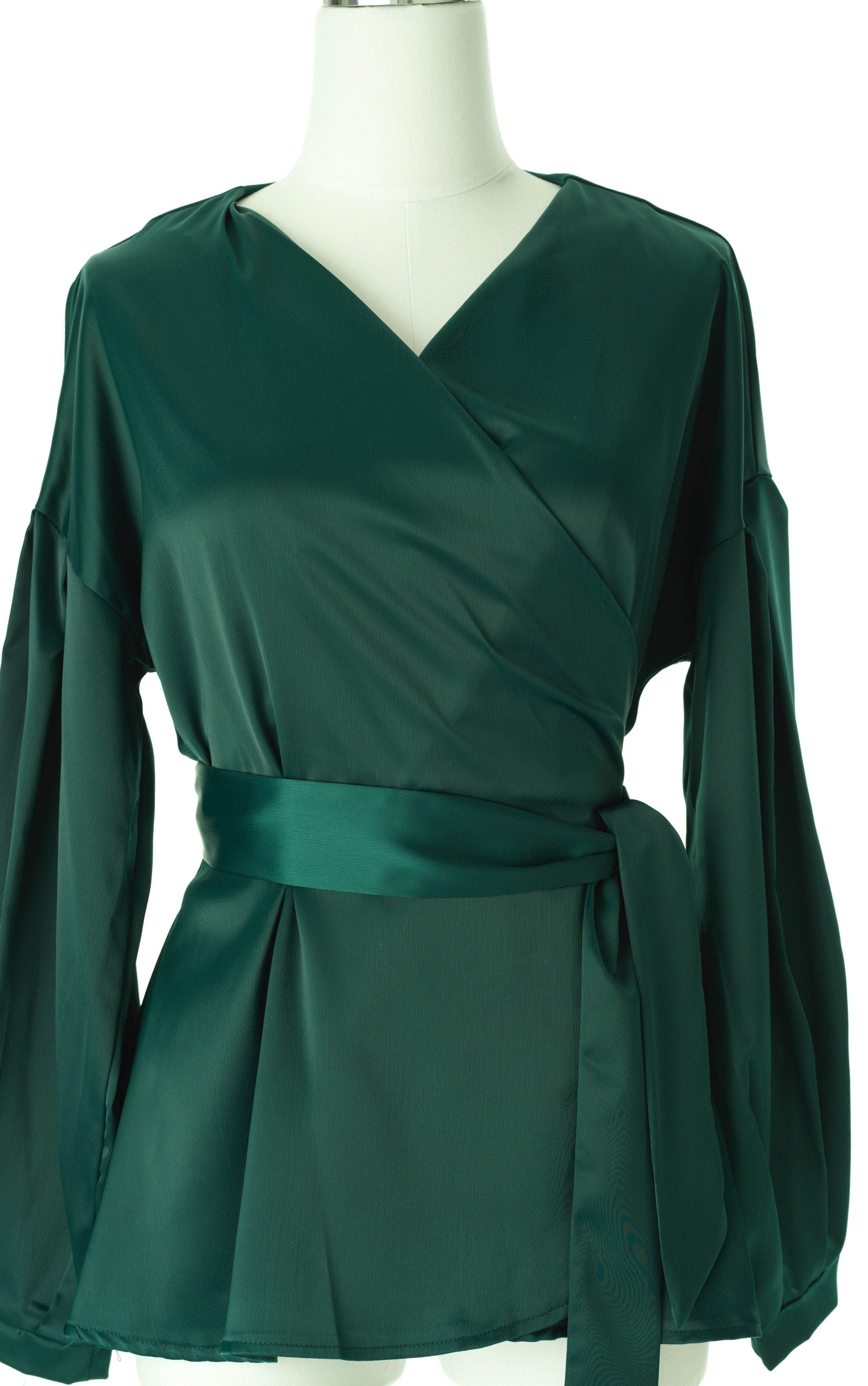Long sleeve satin wrap top Kabayare