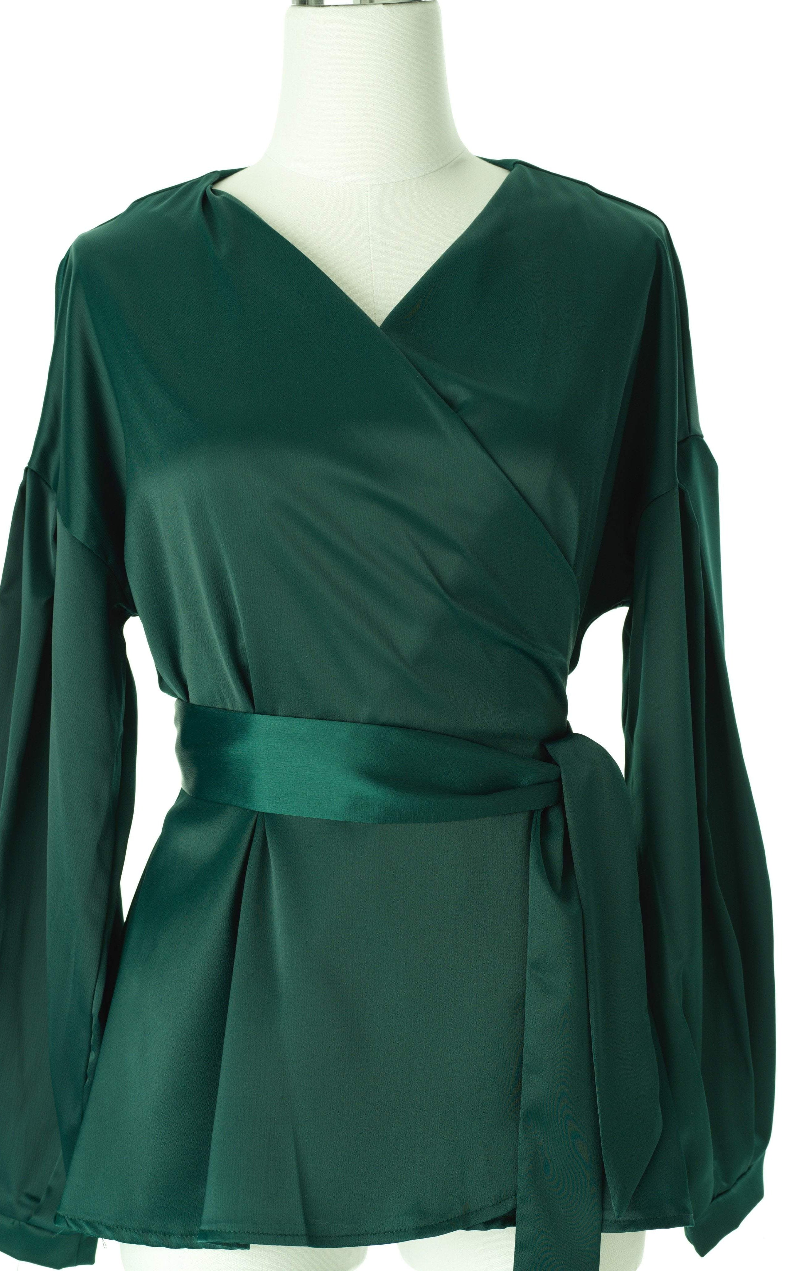 Long sleeve satin wrap top Kabayare