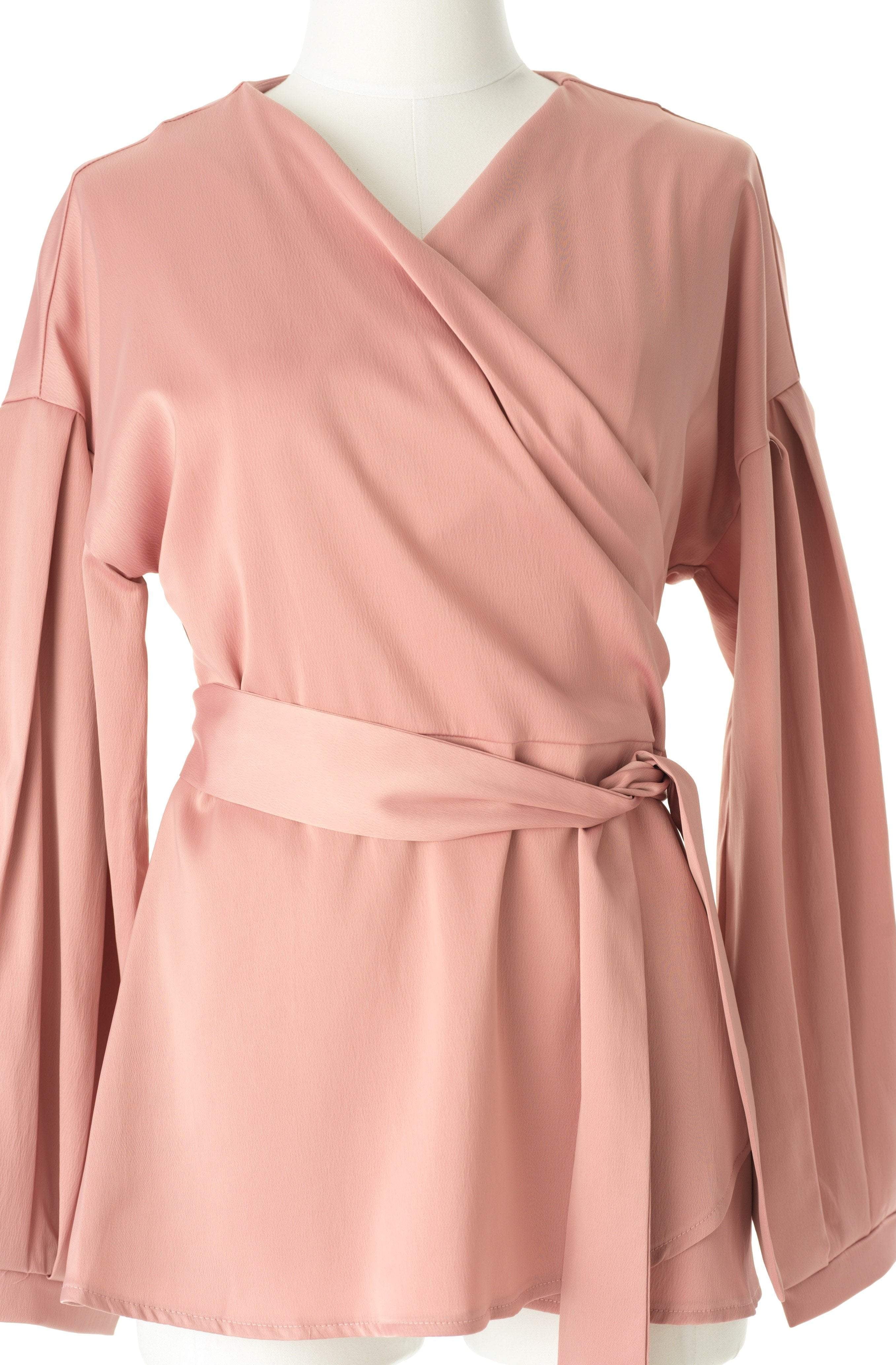 Long sleeve satin wrap top Kabayare